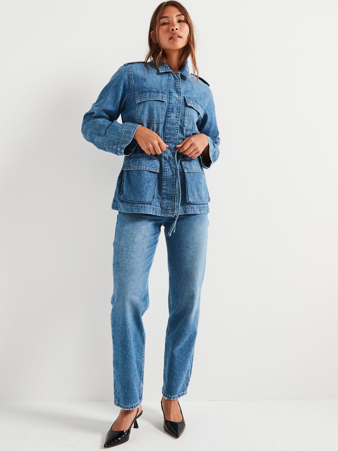 Image 4 of 6 of Only Utility Denim Jacket - Medium Blue