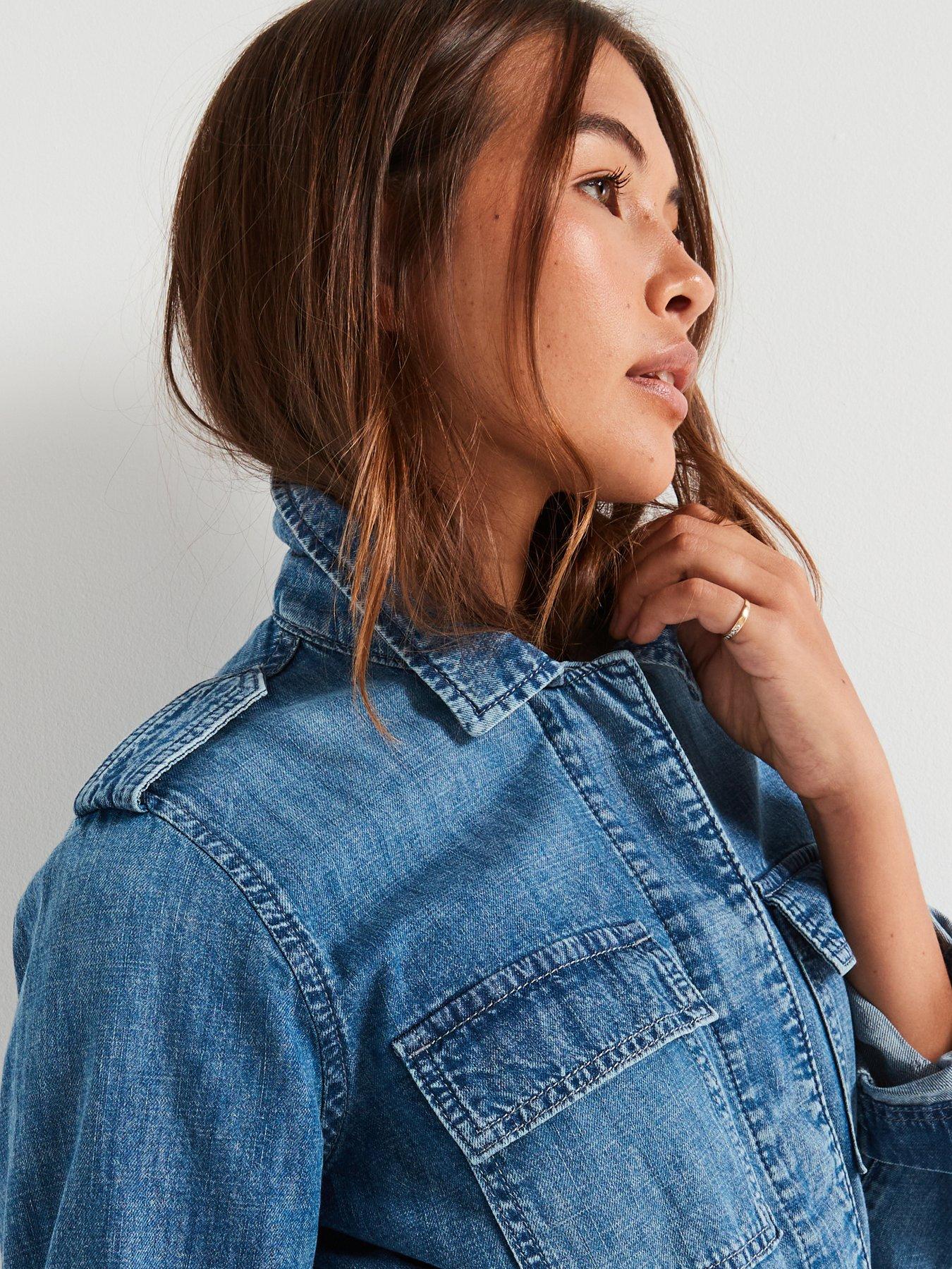 Image 5 of 6 of Only Utility Denim Jacket - Medium Blue