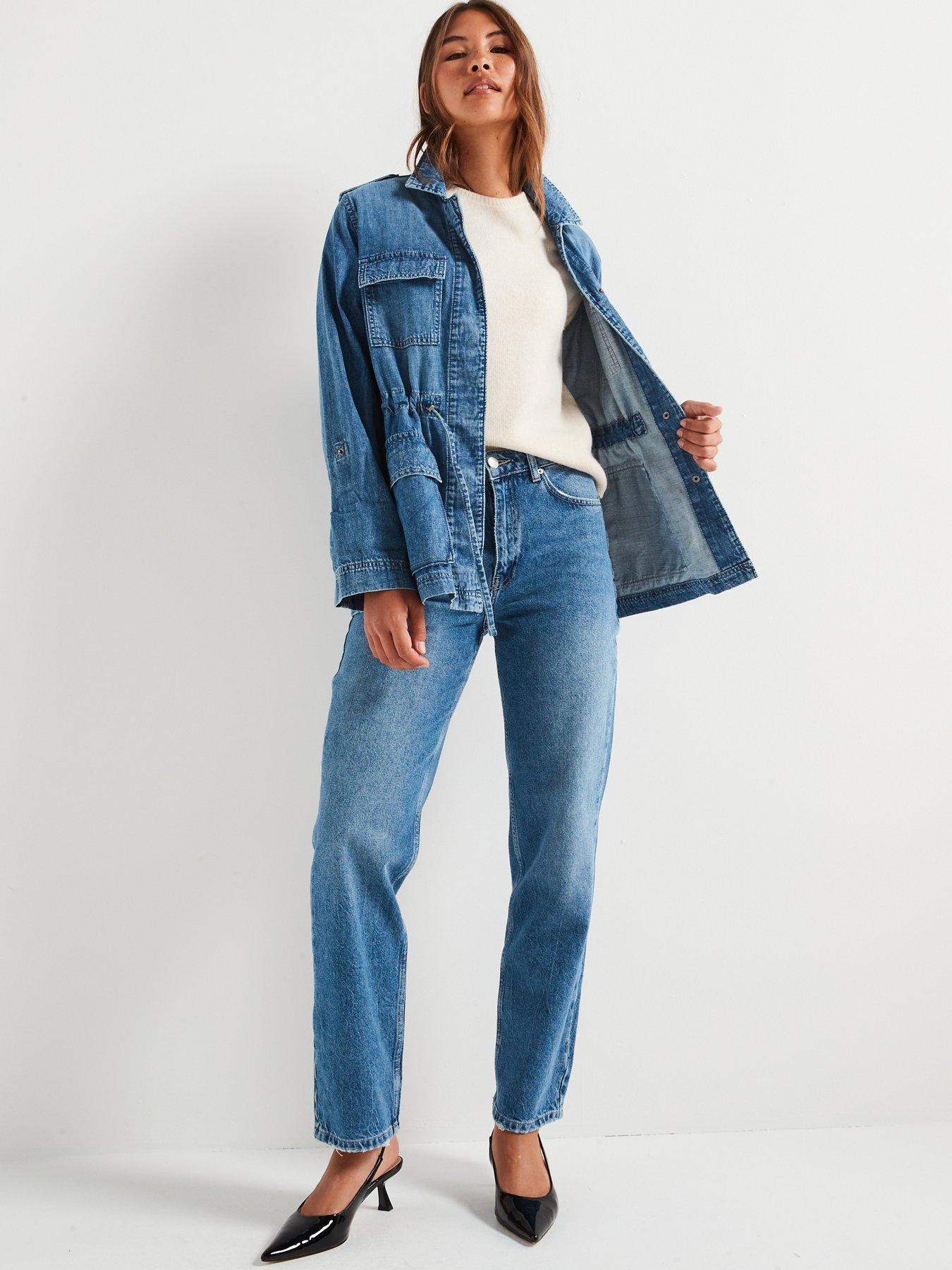 Image 6 of 6 of Only Utility Denim Jacket - Medium Blue