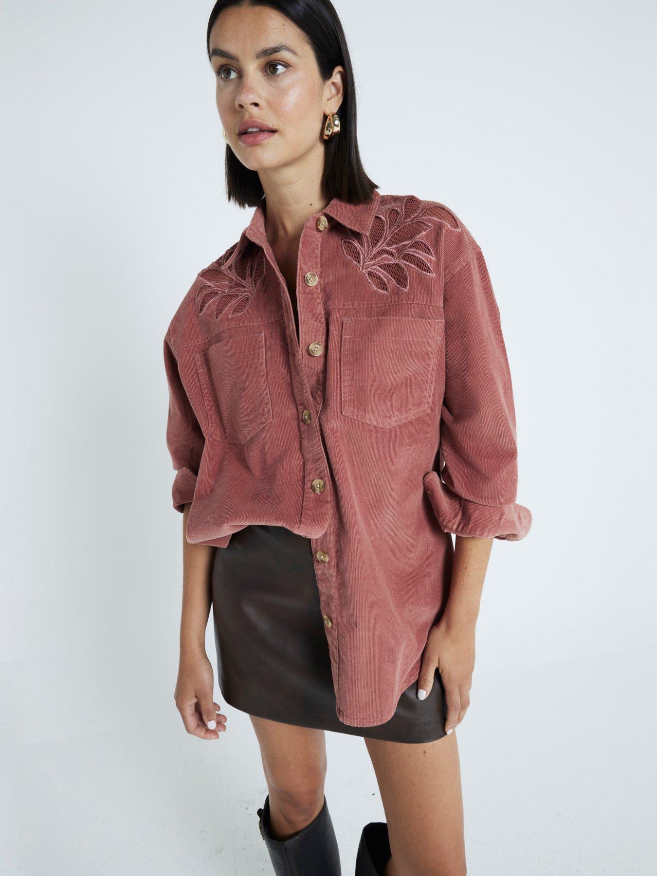 River Island Cutwork Cord Shirt Medium Pink Very - Main Image