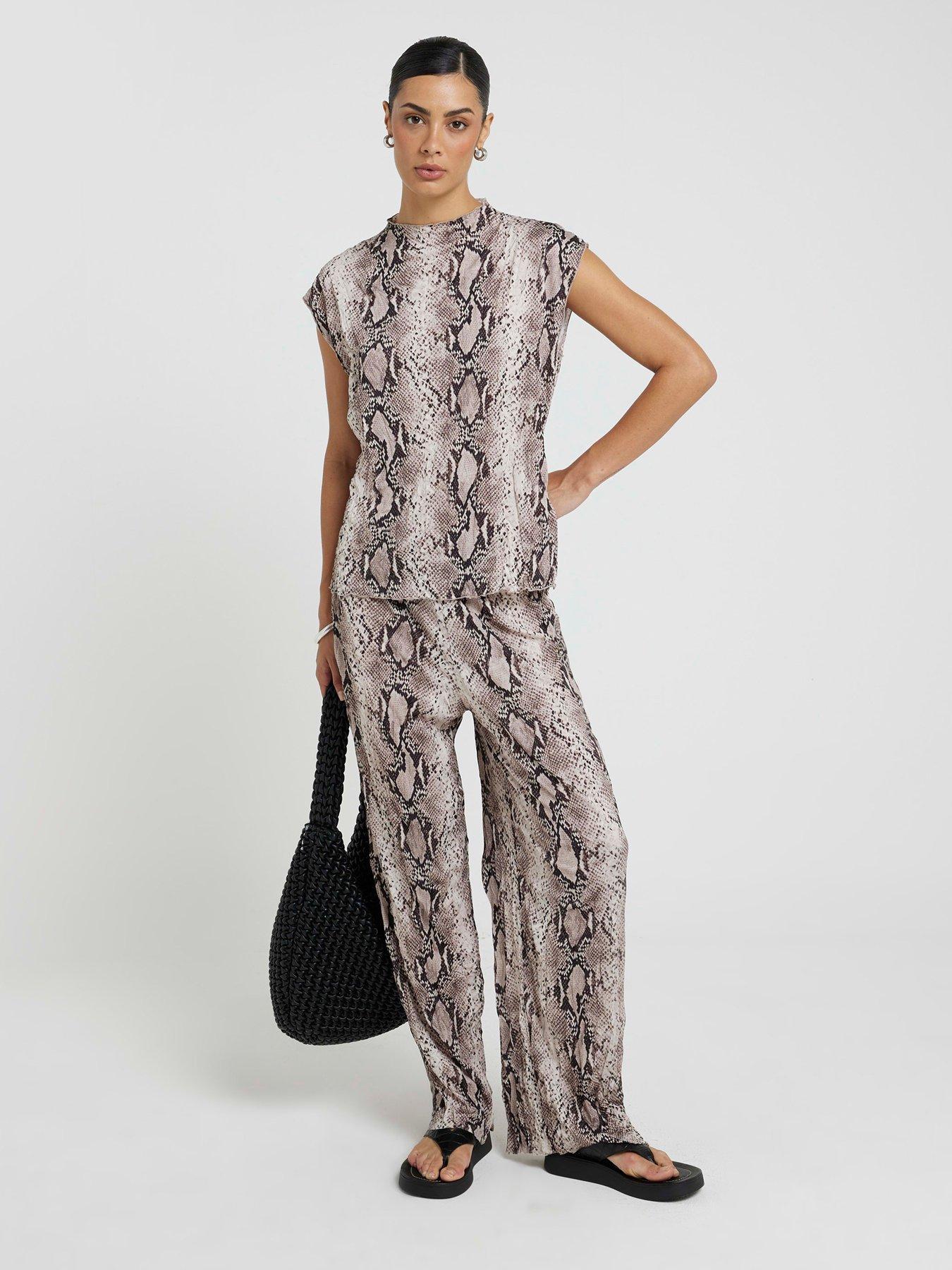 undefined Crinkle Snake Trouser - White