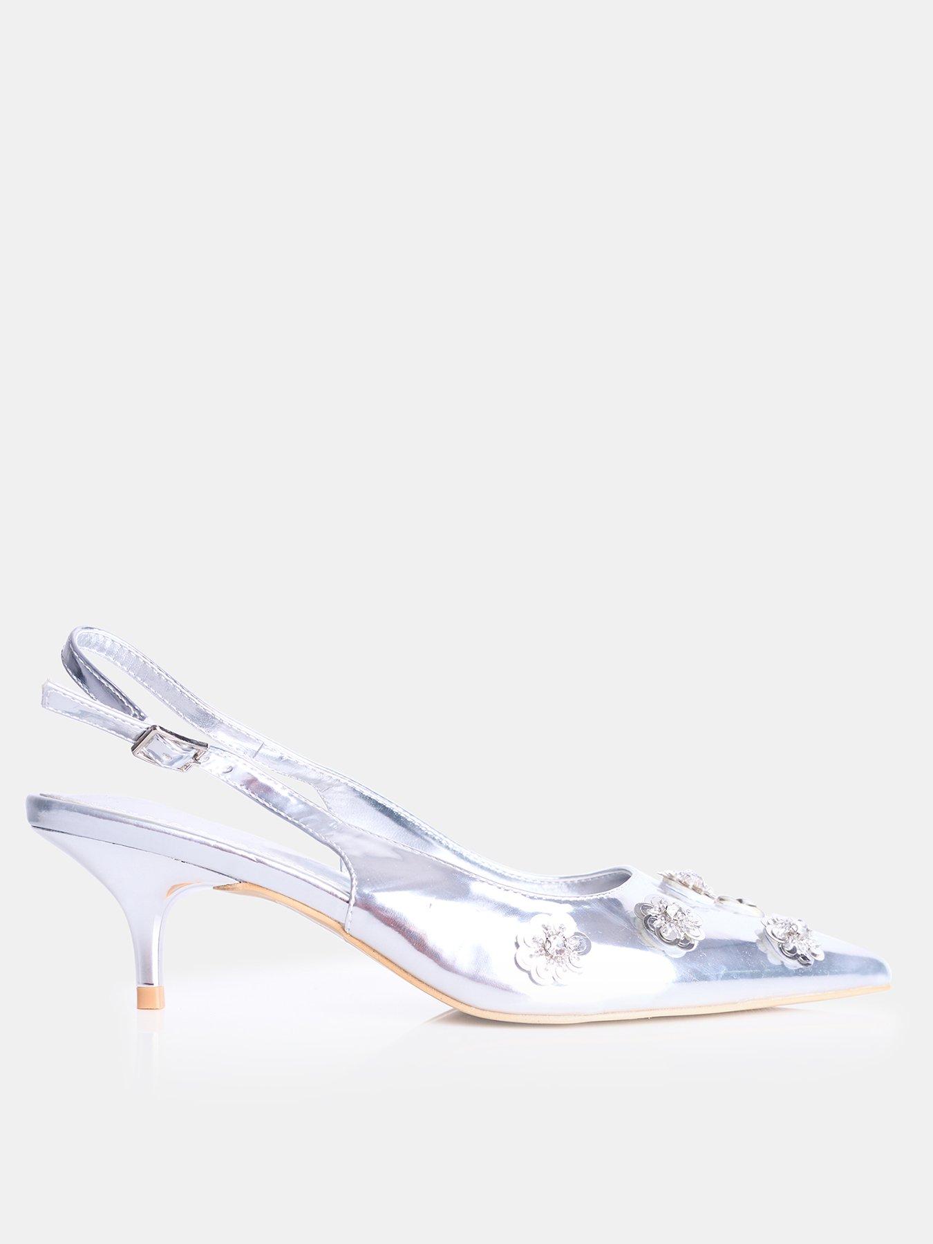 Silver heel sale hotsell