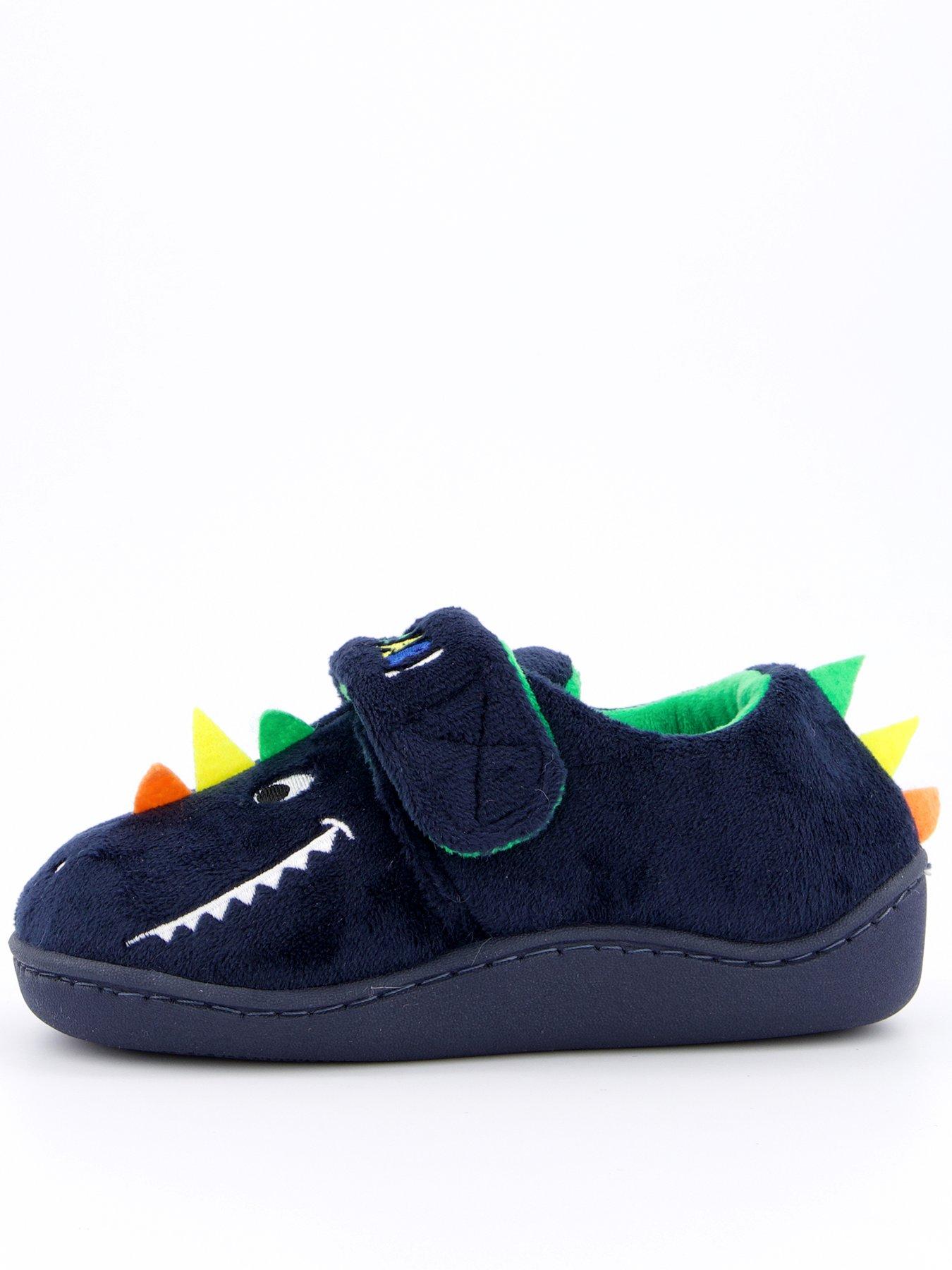 undefined Boys Dinosaur Touch Strap Slipper - Navy