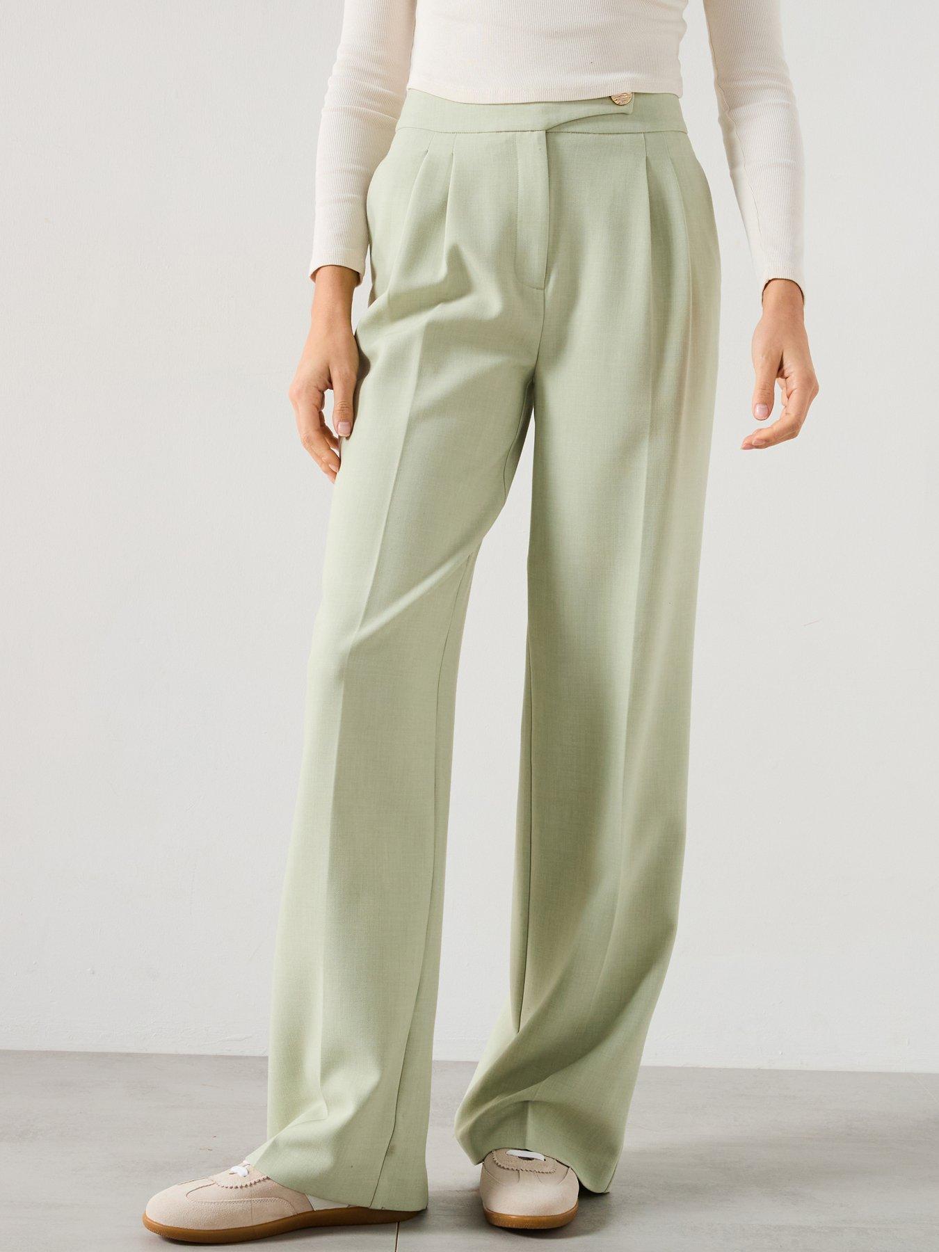 undefined Asymmetric Statement Button Trouser - Green