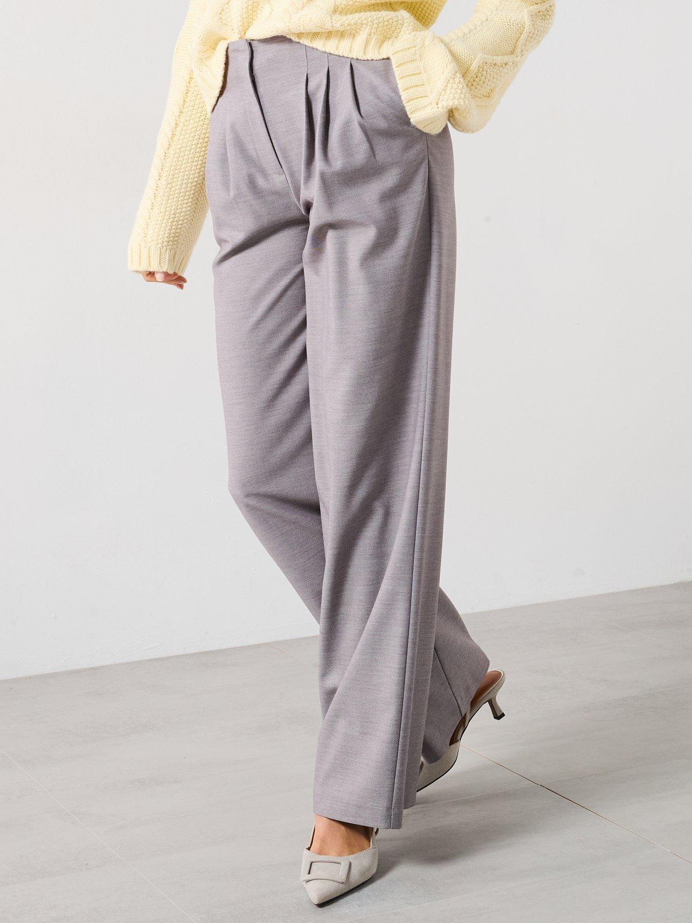 Image 1 of 5 of V by Very Pleated High Waist Trouser - Grey