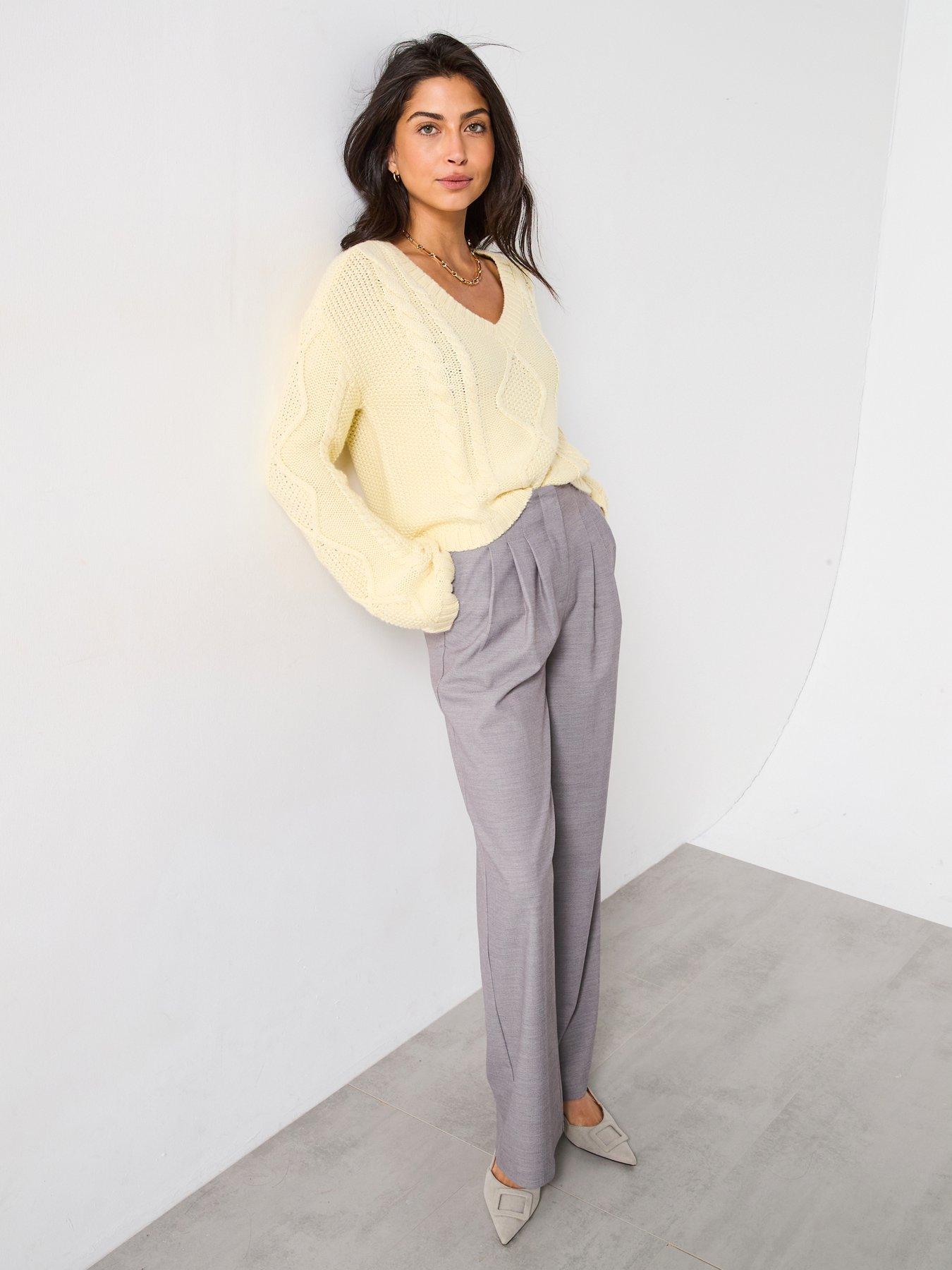 Image 3 of 5 of V by Very Pleated High Waist Trouser - Grey