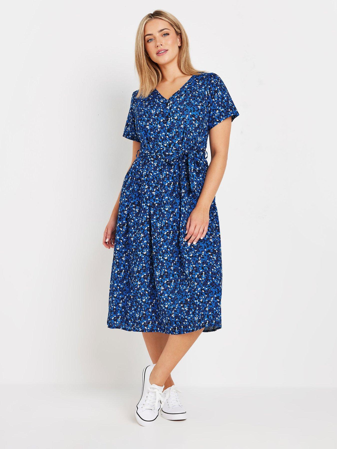 Image 1 of 4 of M&Co Spot Print Half Placket Midi Dress