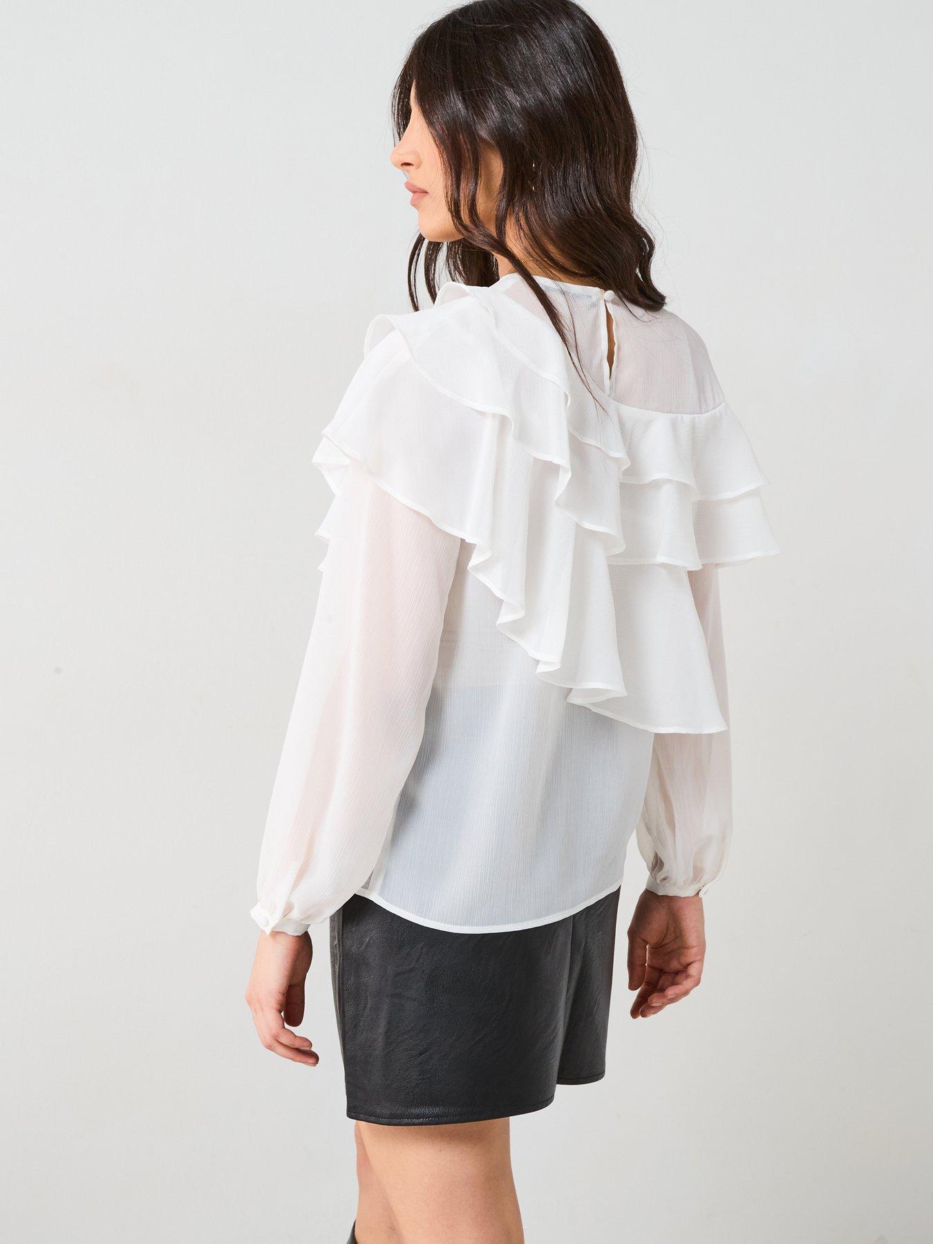 Image 2 of 5 of V by Very Ruffle Shell Blouse - White