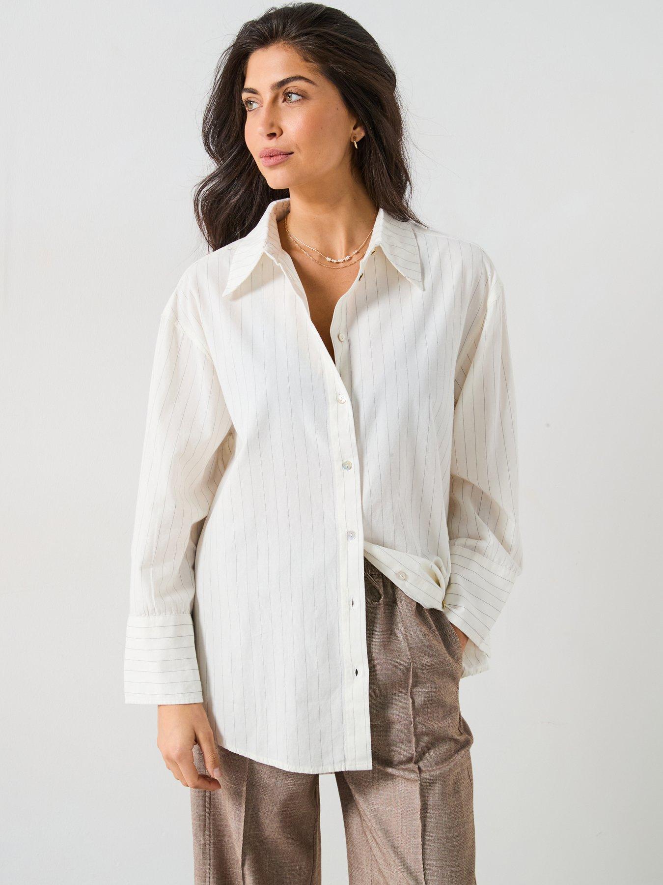 undefined Relaxed Stripe Cotton Oversized Shirt - Multi