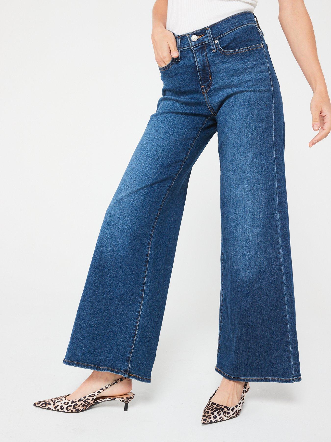 Levi's 318 Shaping Wide-leg Jeans, Blue, Size 32, Inside Leg 32, Women