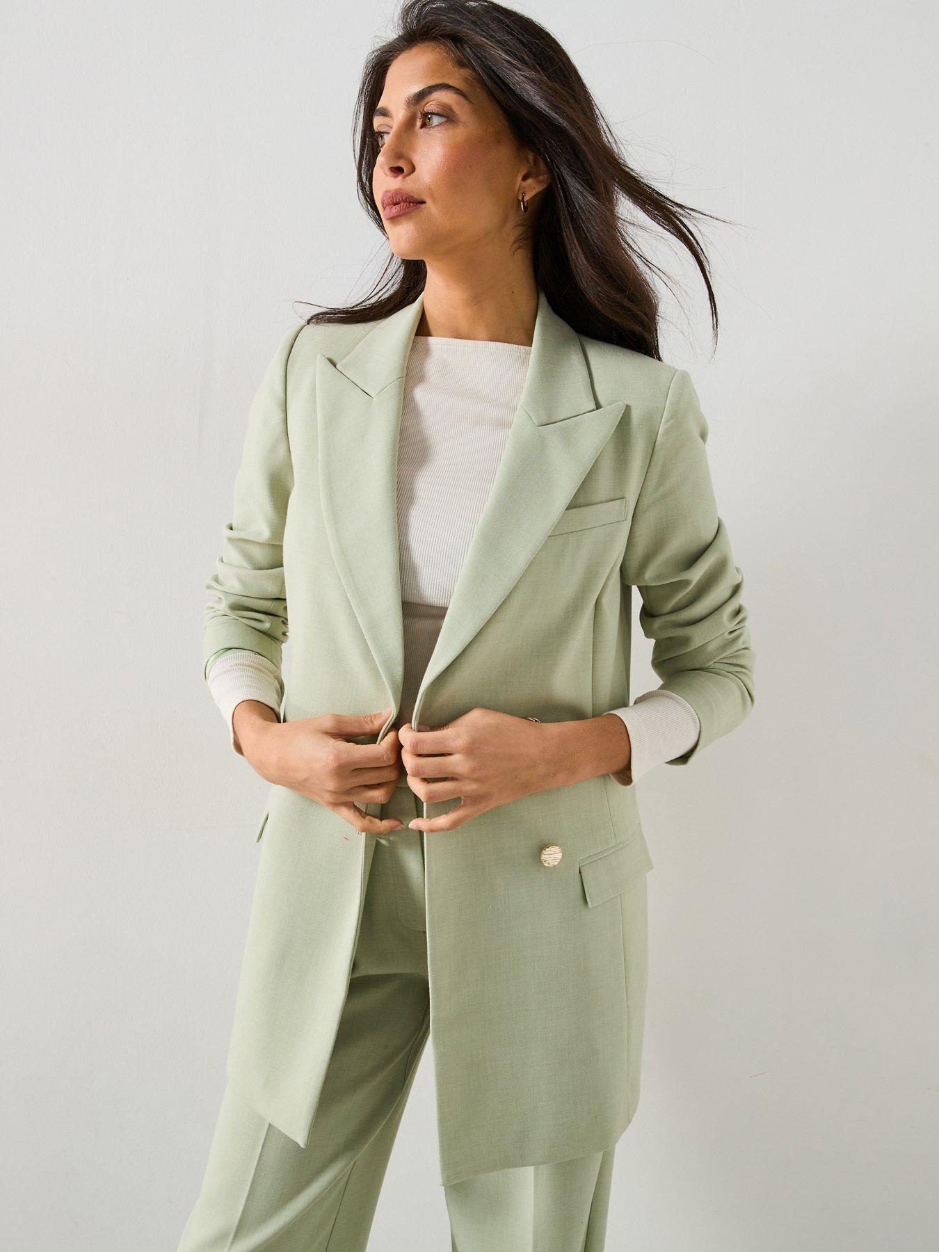 undefined Asymmetric Statement Button Blazer - Green