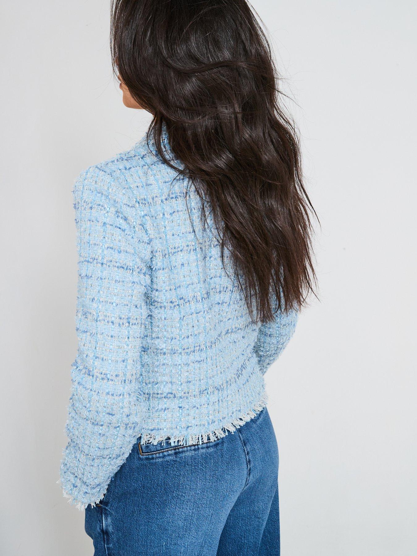 V by Very Short Utility Boucle Jacket Blue