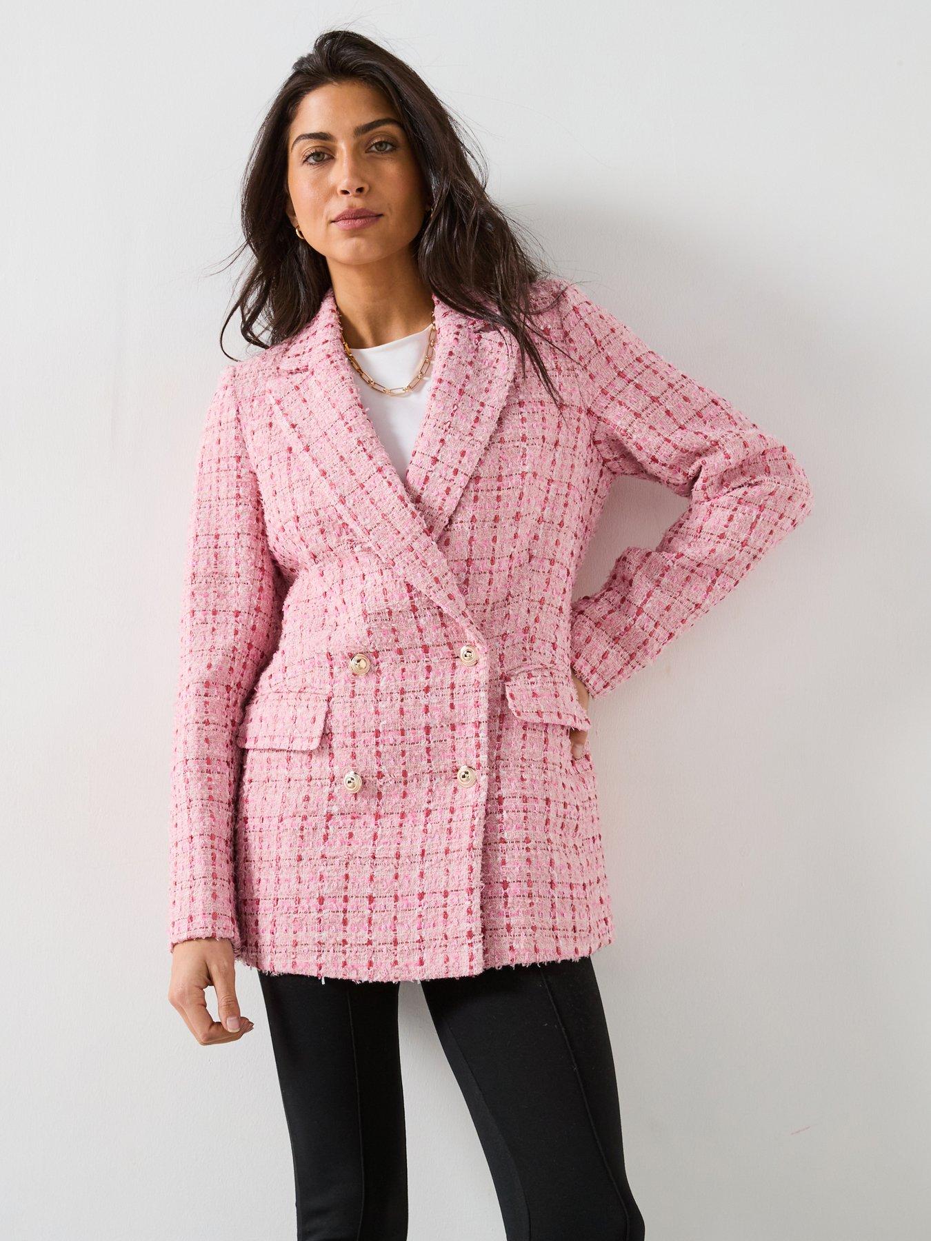 undefined Boucle Military Blazer - Pink