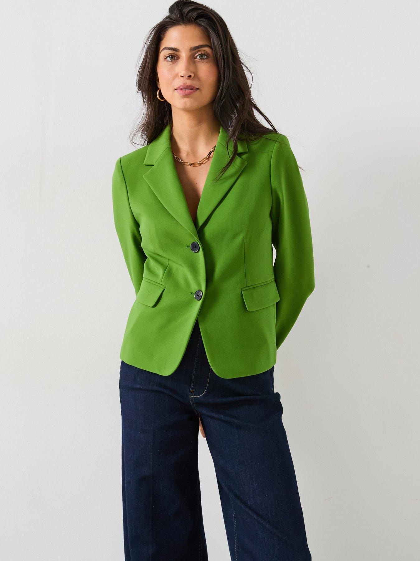 undefined Fitted Short Blazer - Green