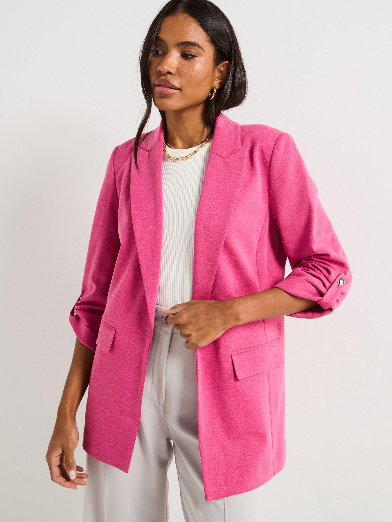 undefined Jersey Button Tab Blazer - Raspberry