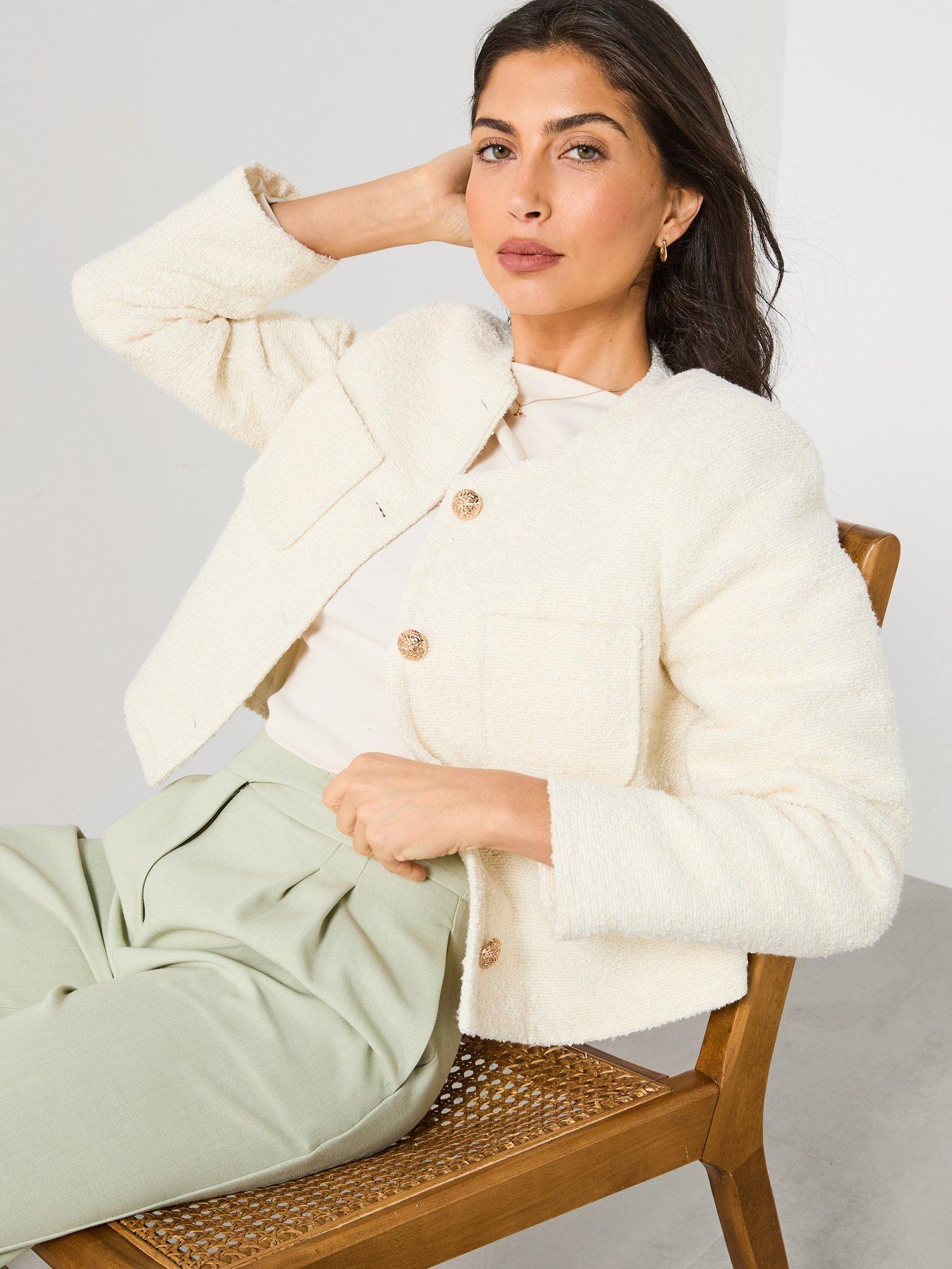 Image 4 of 6 of V by Very Textured Boucle Trophy Jacket - Cream