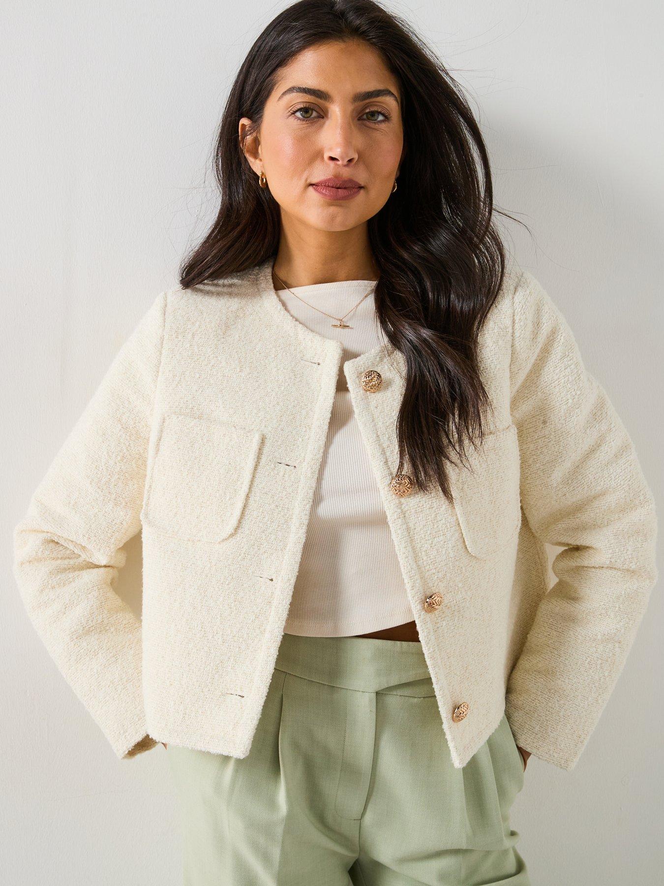 Image 5 of 6 of V by Very Textured Boucle Trophy Jacket - Cream