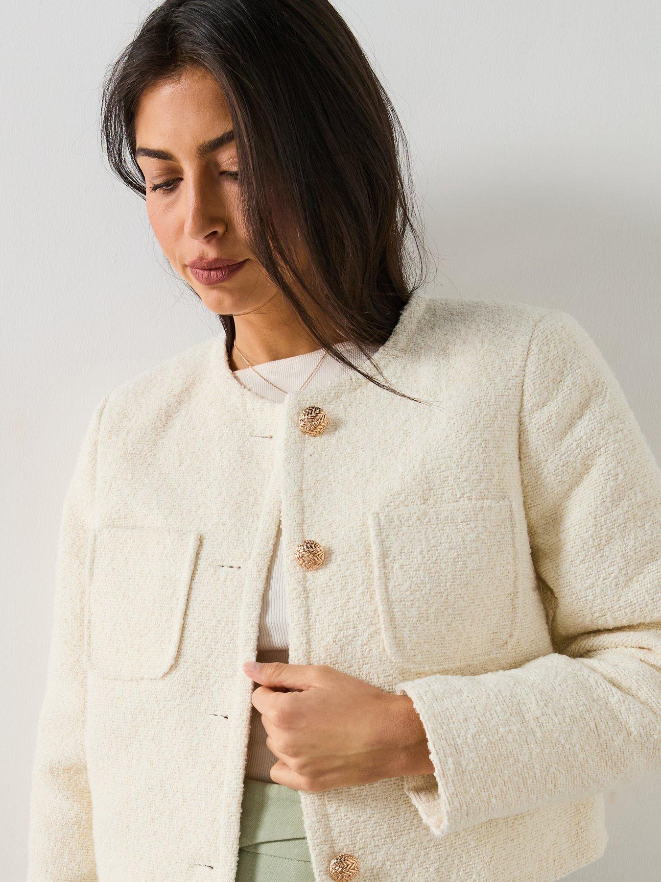 Image 6 of 6 of V by Very Textured Boucle Trophy Jacket - Cream