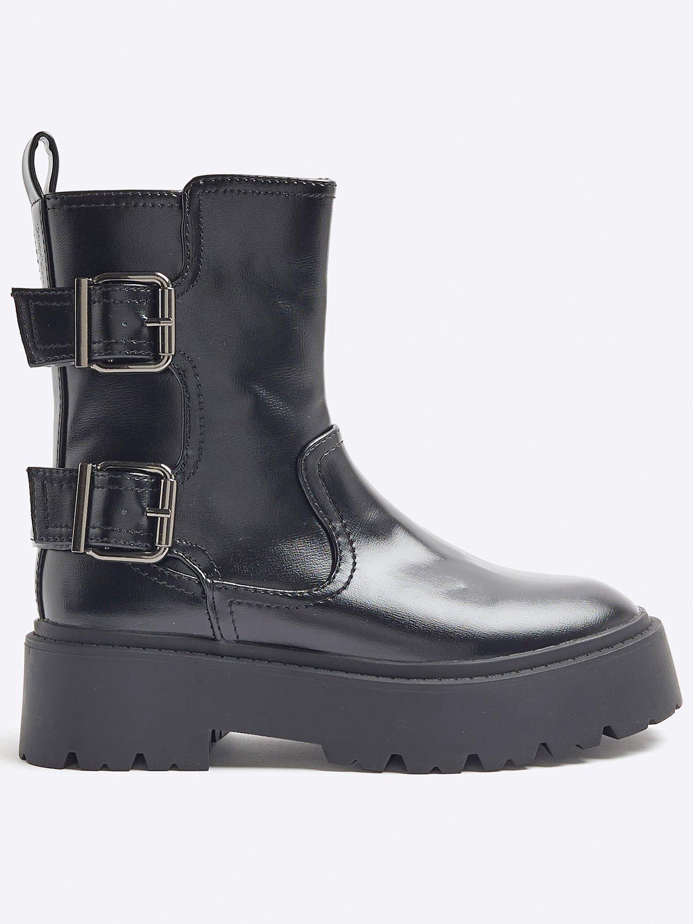 River island black slouch fashion boots