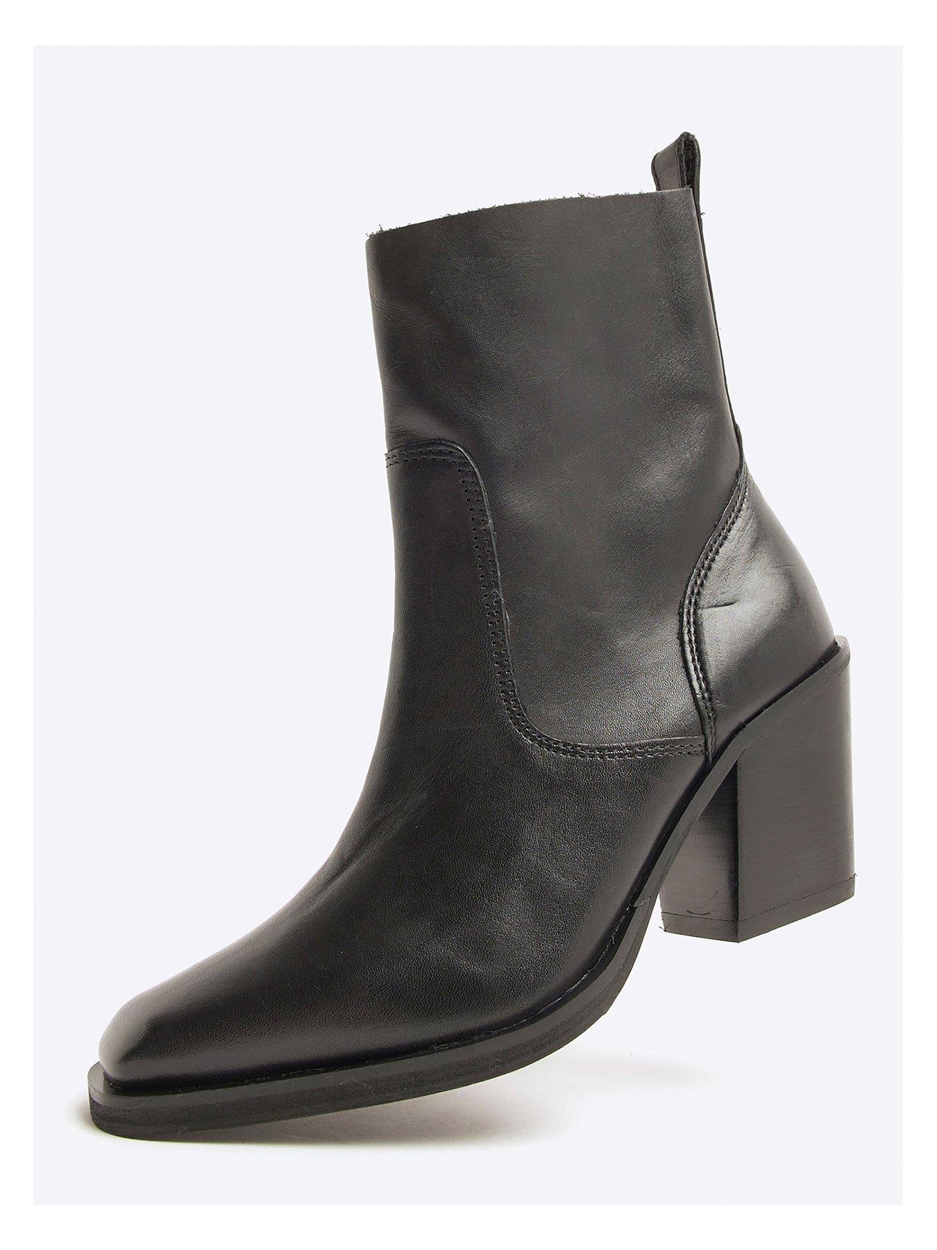 Image 5 of 6 of River Island Leather Western Boots - Black