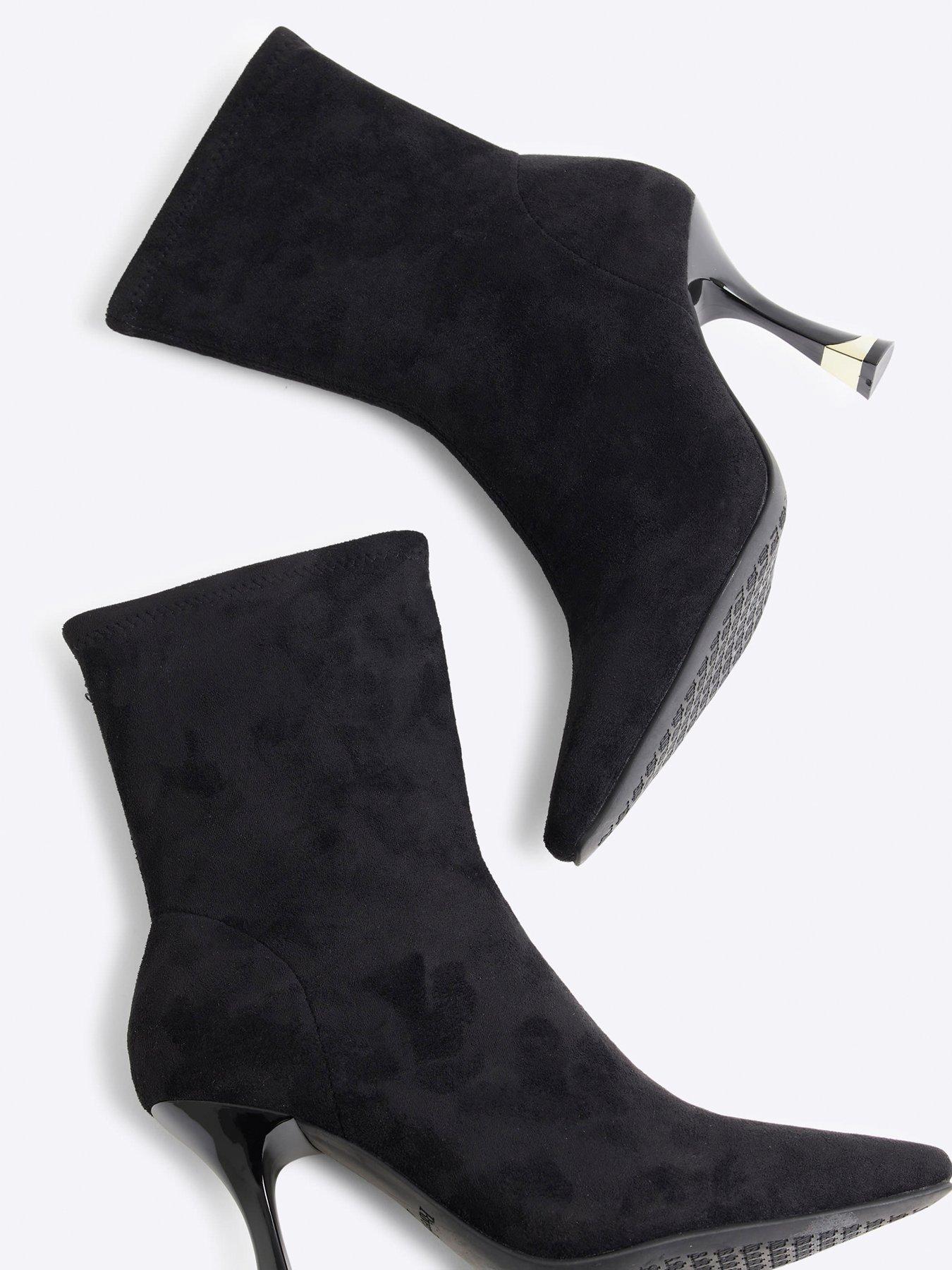 River Island Suedette Sock Boots Black Very