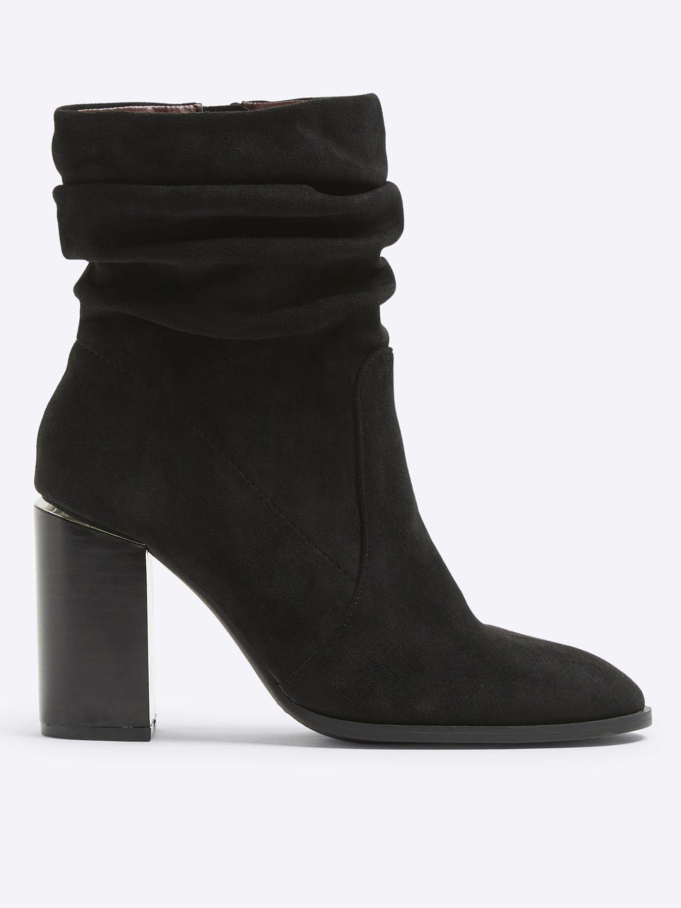 Black heeled boots river island hotsell