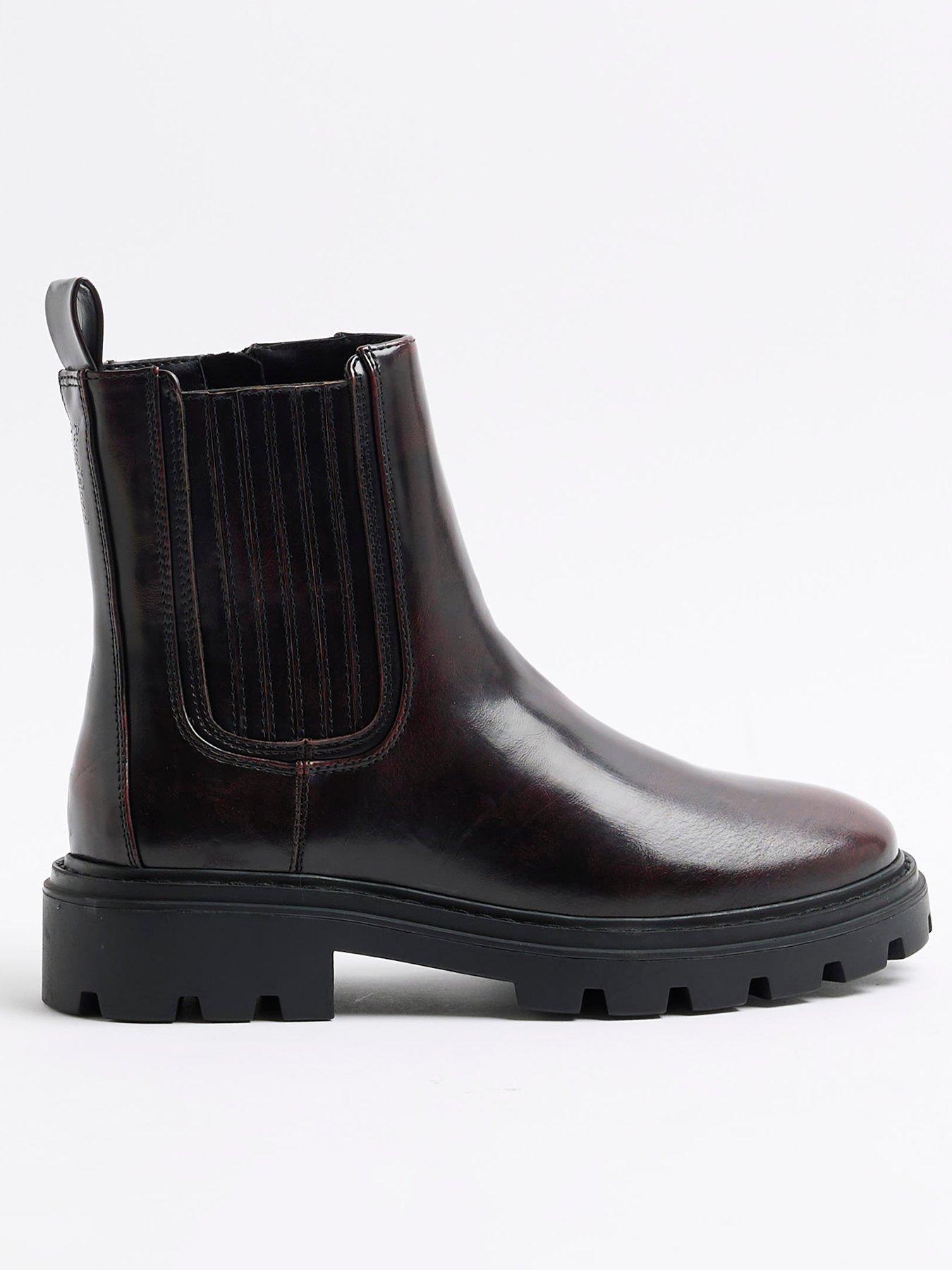 River Island Wide Fit Chelsea Boots Dark Red Very