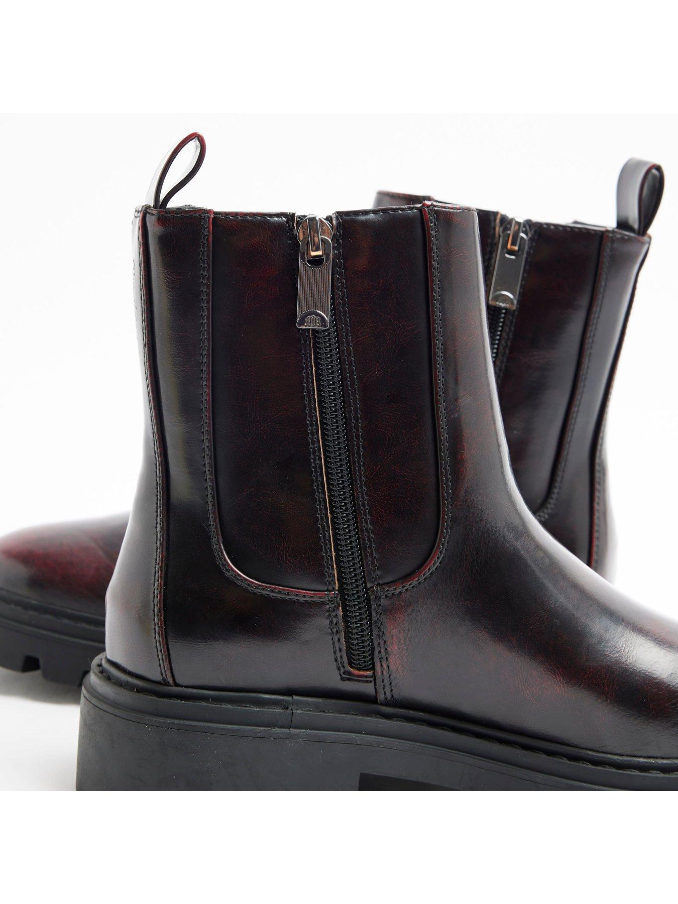 River Island Wide Fit Chelsea Boots Dark Red Very