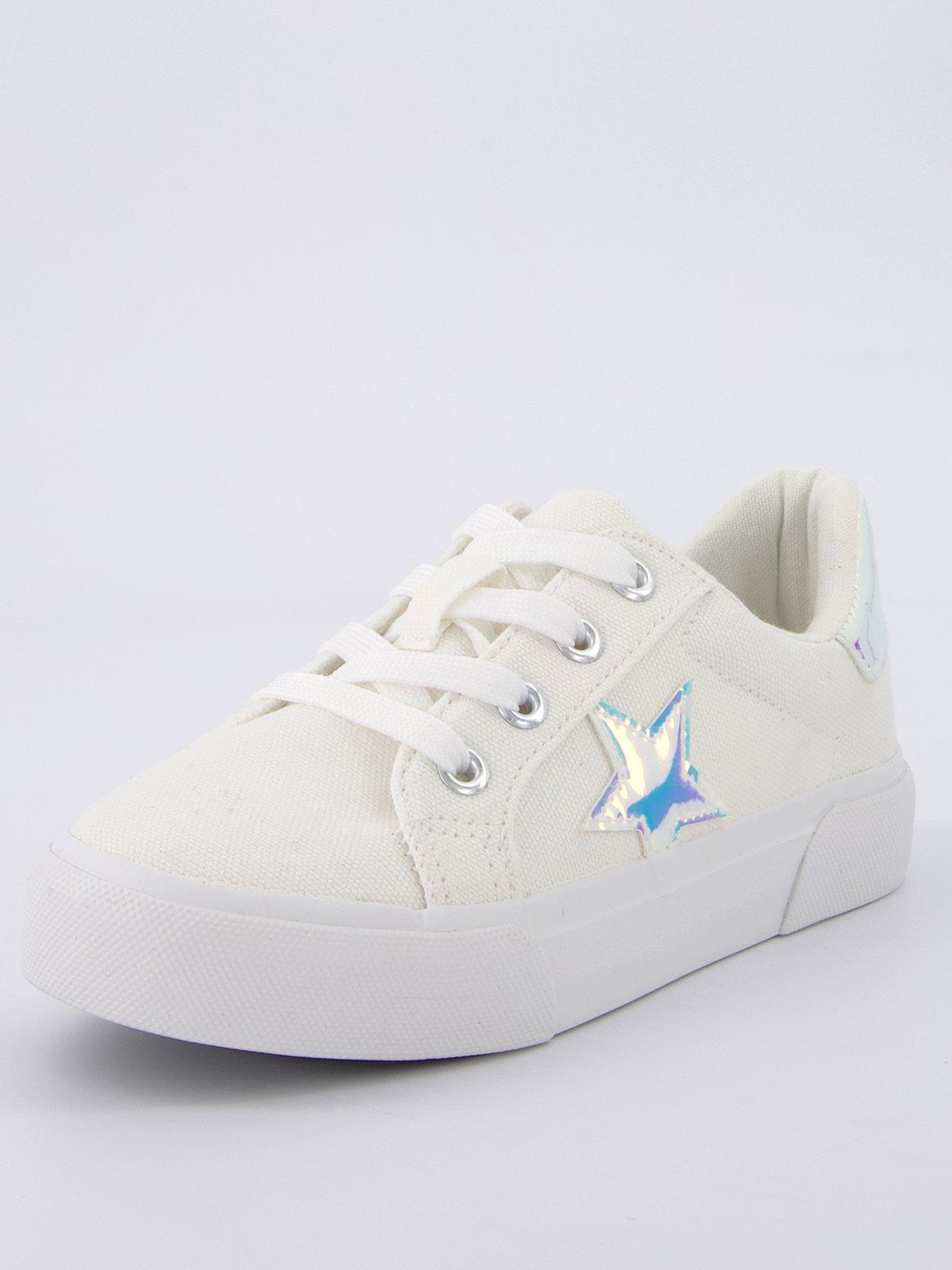 Image 2 of 7 of Everyday Girls Star Canvas Lace Up Trainer - White