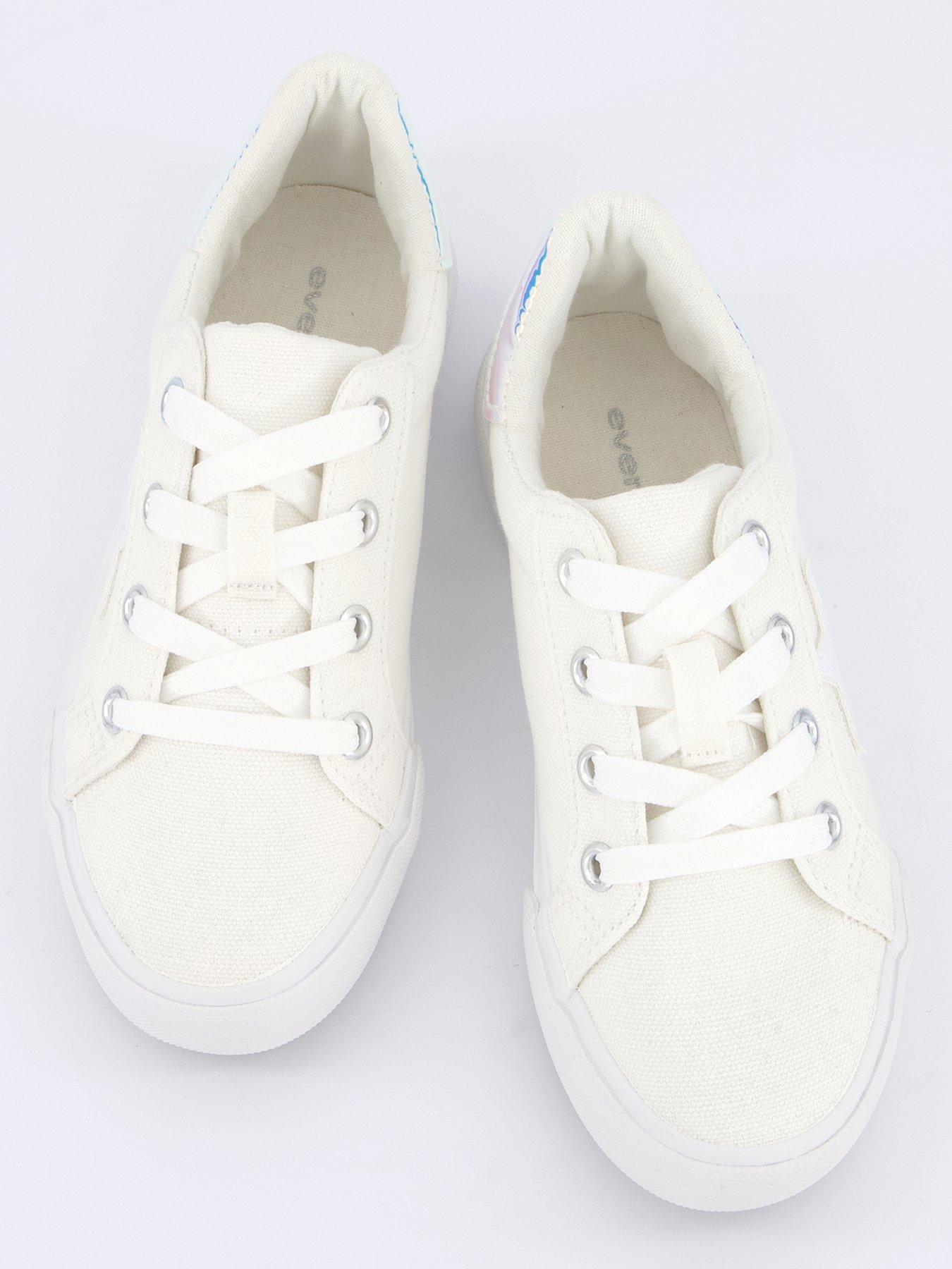 Image 3 of 7 of Everyday Girls Star Canvas Lace Up Trainer - White