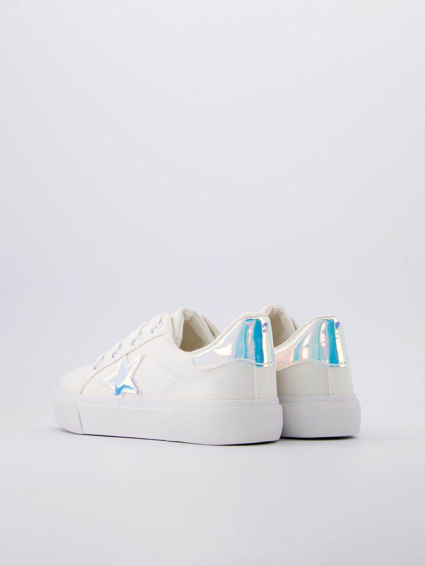 Image 6 of 7 of Everyday Girls Star Canvas Lace Up Trainer - White