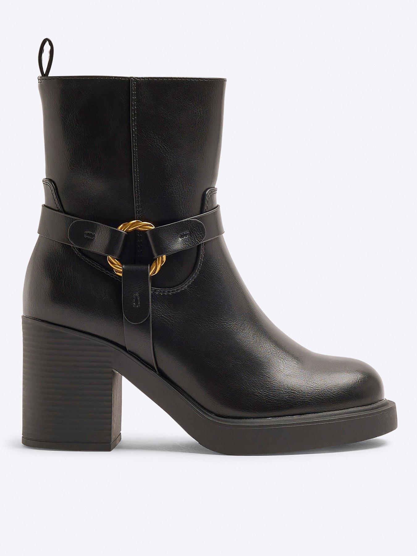undefined Heeled Harness Ankle Boot - Black