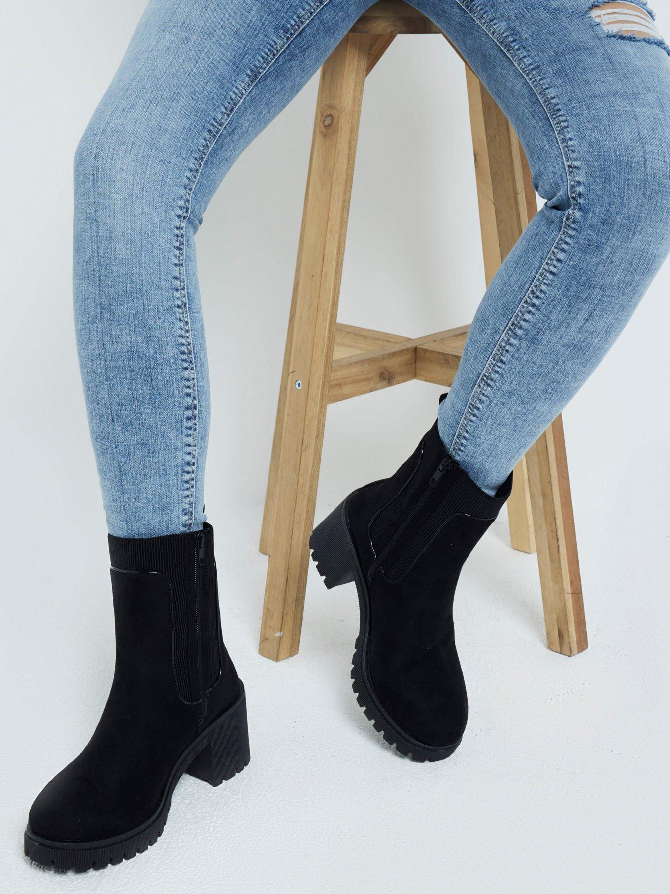 River Island Chunky Block Heel Boot Black Very