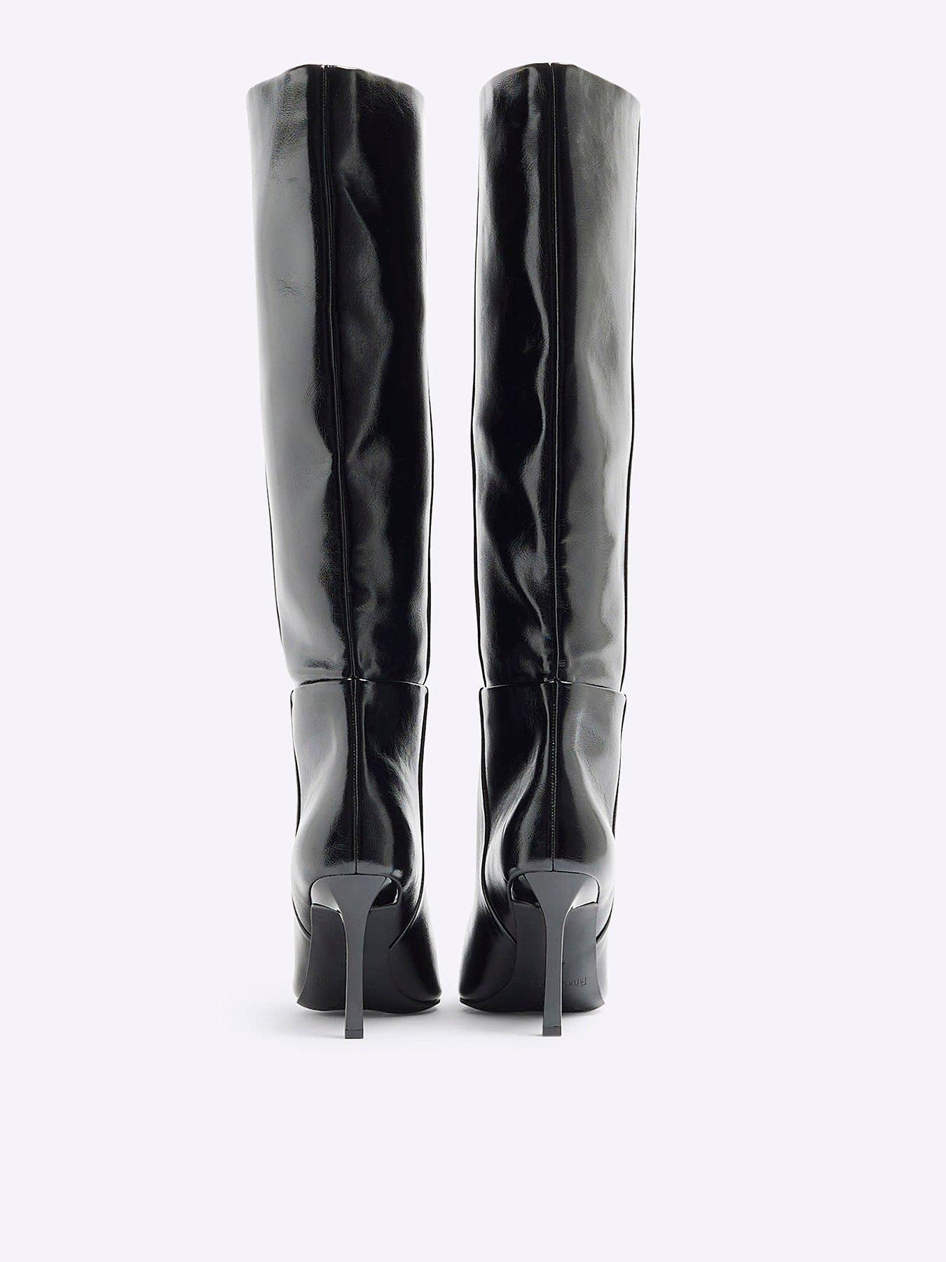 Image 3 of 5 of River Island Straight Shaft High Leg Boot - Black