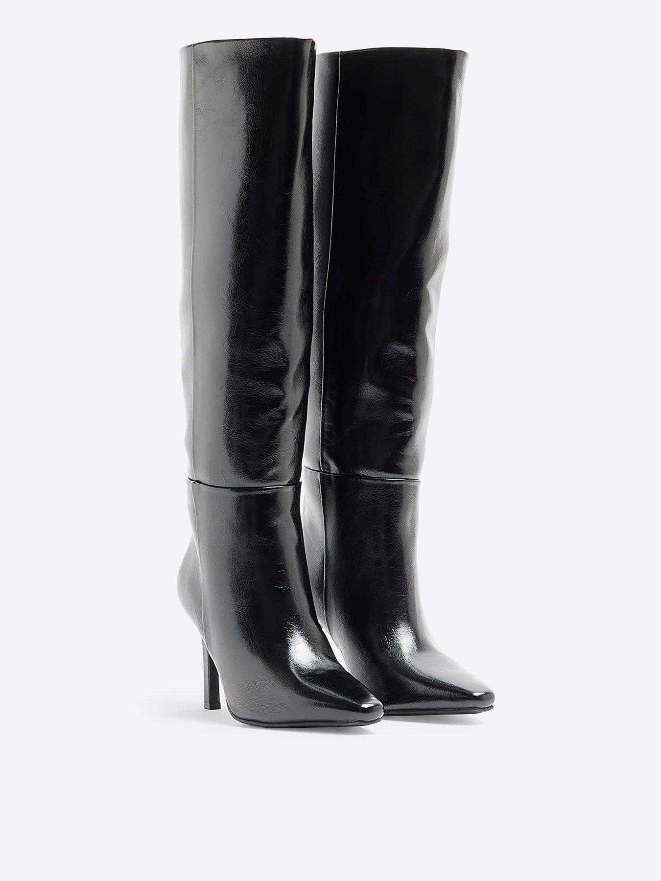 Image 4 of 5 of River Island Straight Shaft High Leg Boot - Black