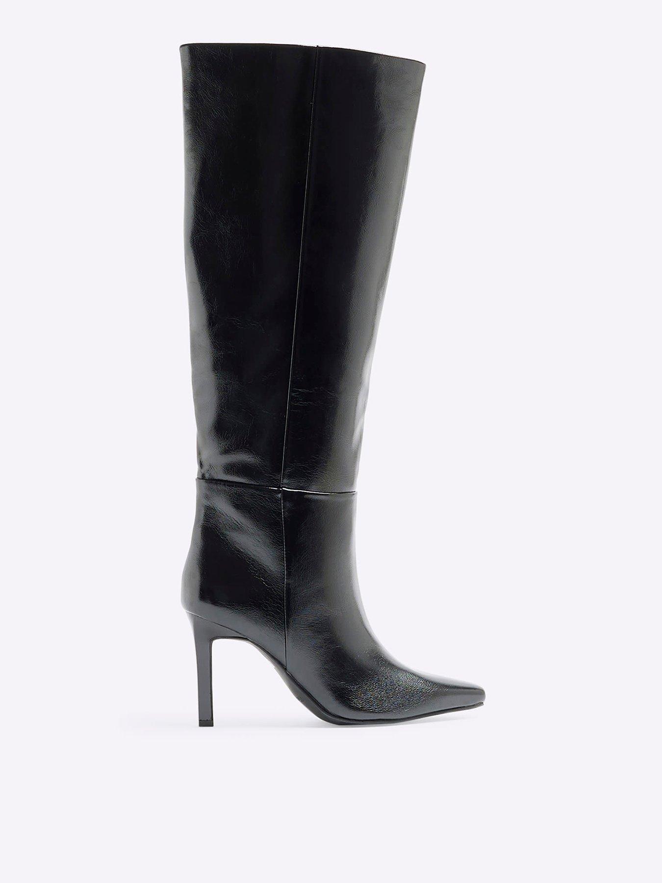 undefined Wide Fit Straight High Leg Boot - Black
