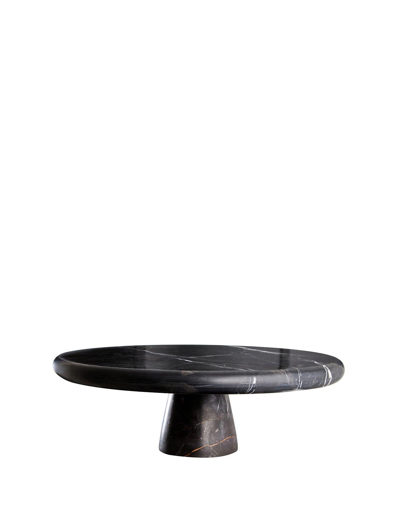 Product photograph of Premier Housewares Black And Gold Marble Cake Stand from very.co.uk