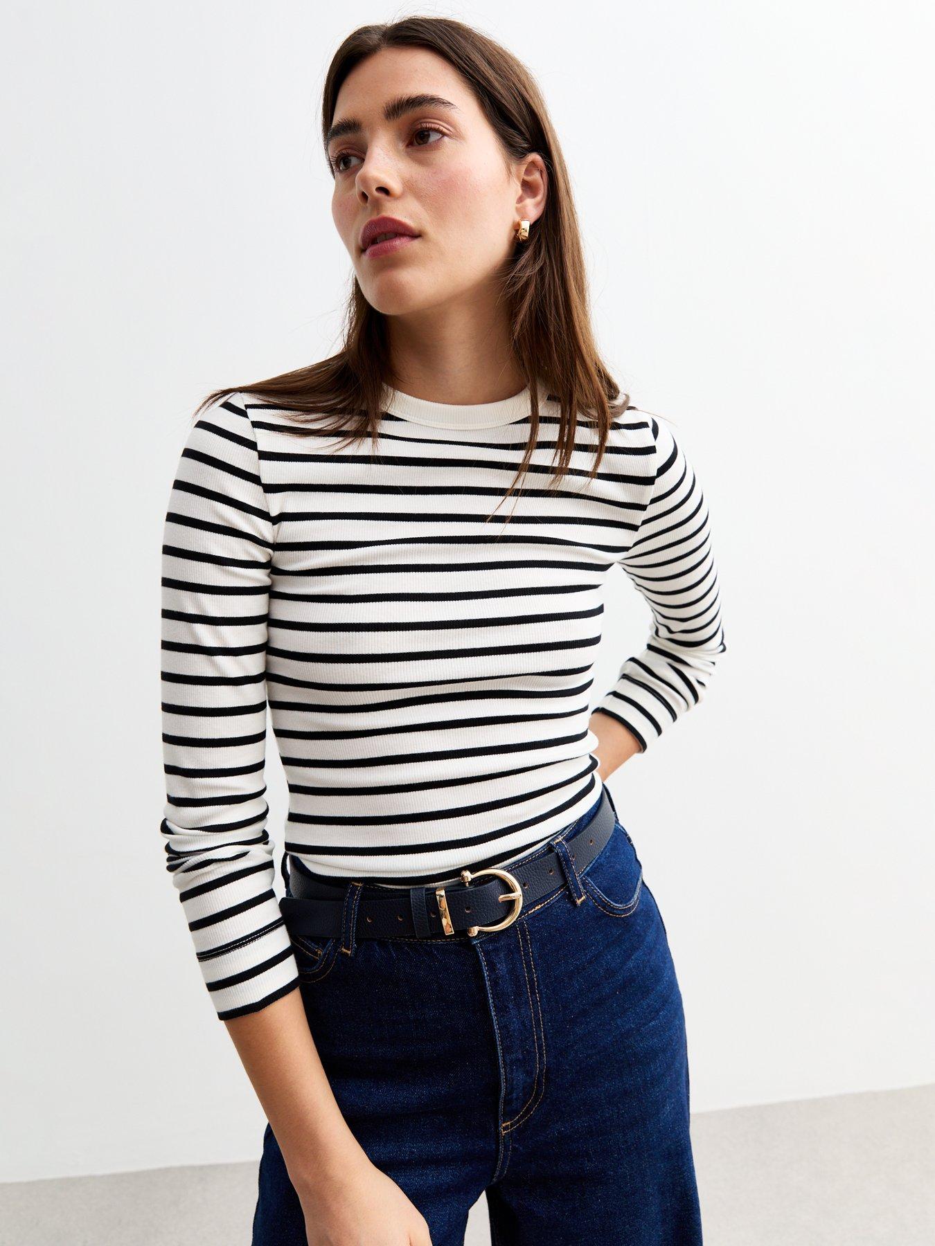 Rivellea – Striped graphic detail – Cropped long sleeve top