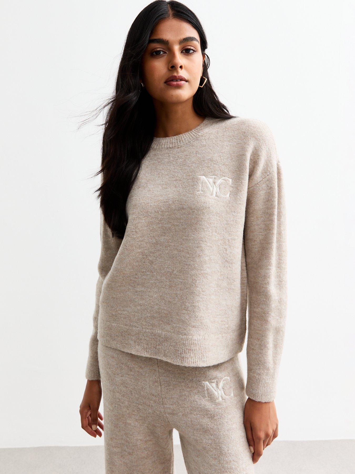 undefined NYC Embroidered Knit Jumper - Brown