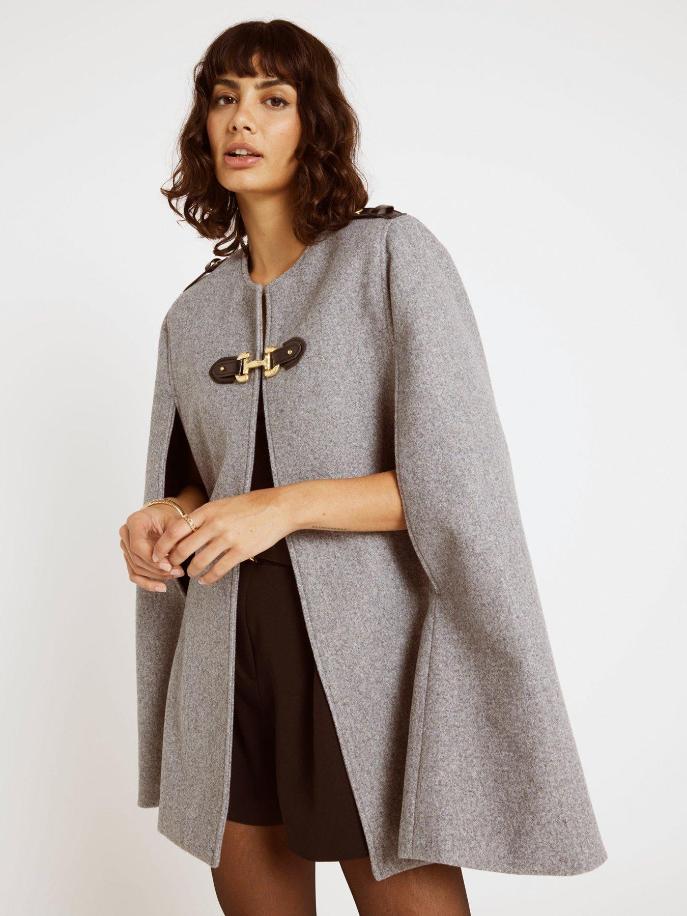 Grey cape coat hotsell