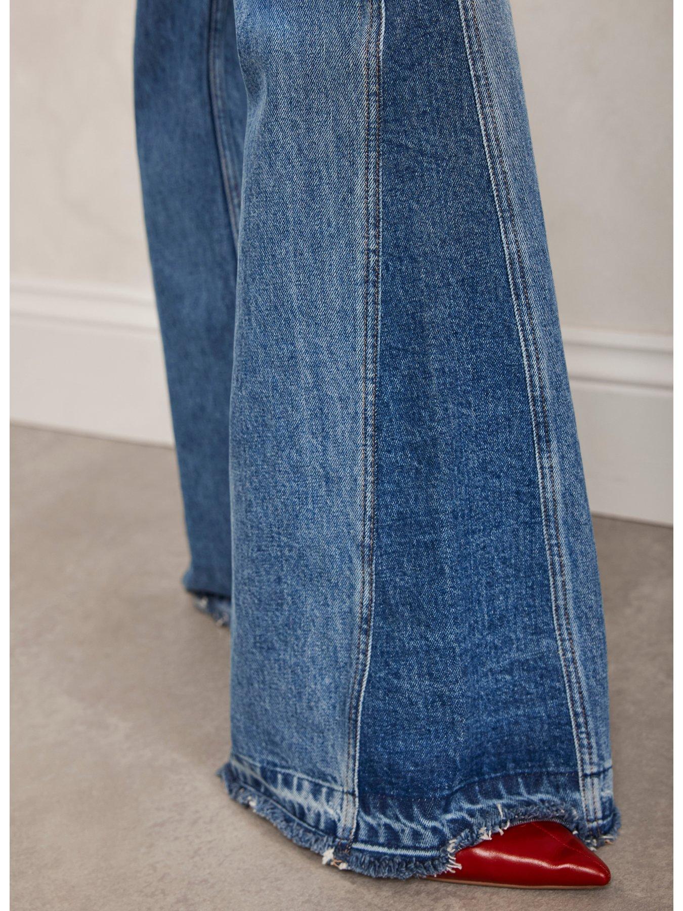 Image 5 of 6 of Mint Velvet Relaxed Flare Blocked Jean - Blue