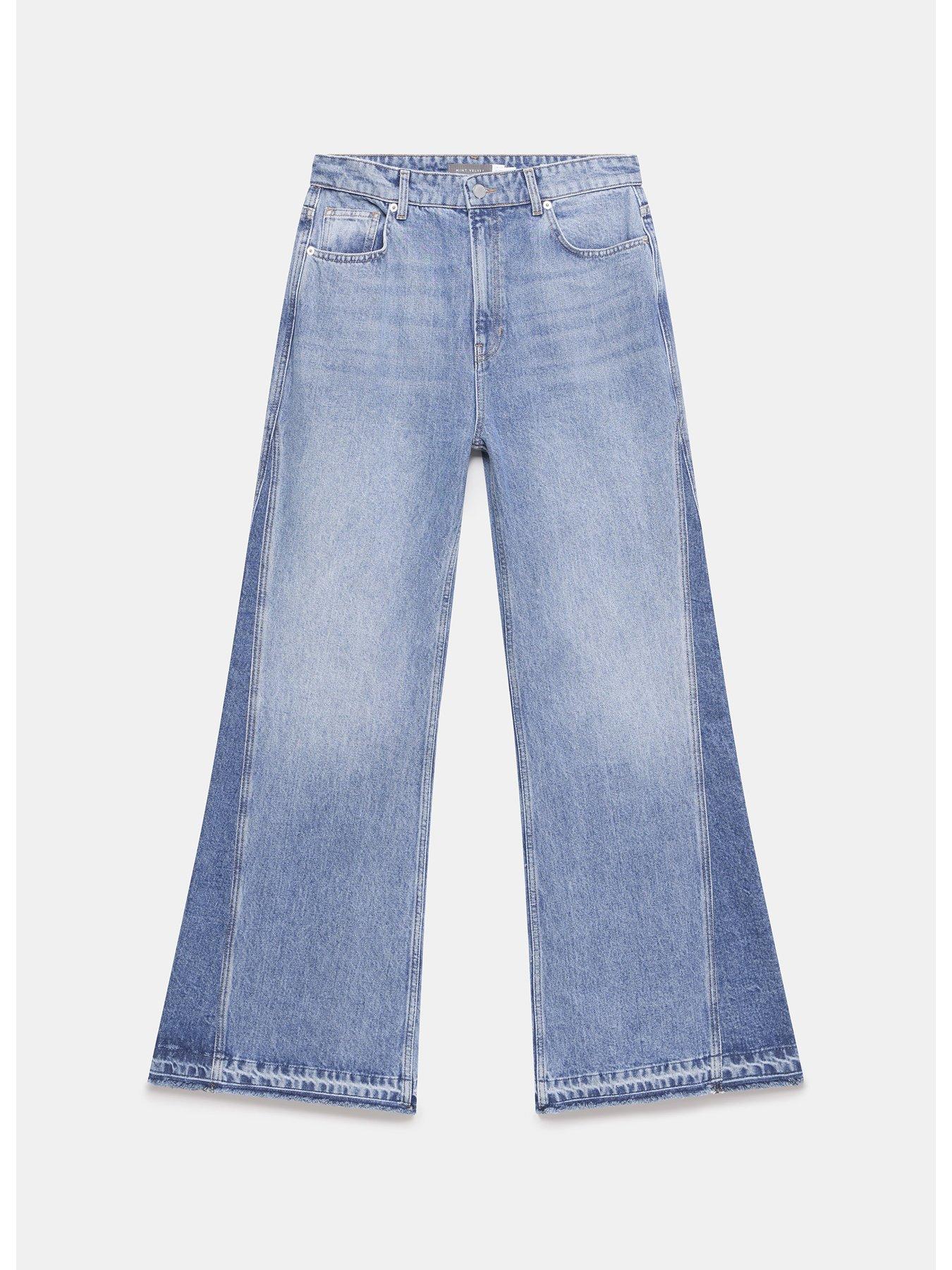 Image 6 of 6 of Mint Velvet Relaxed Flare Blocked Jean - Blue
