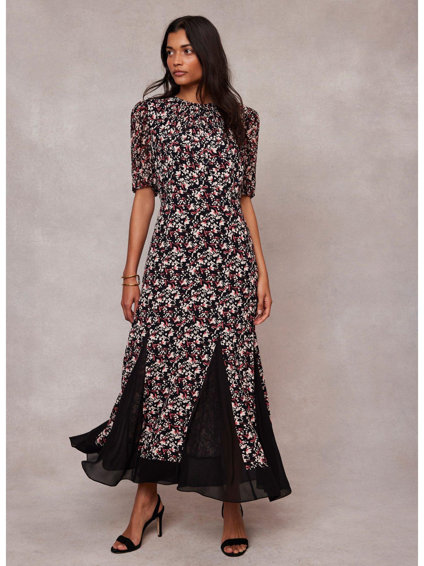 Black floral maxi dress sale
