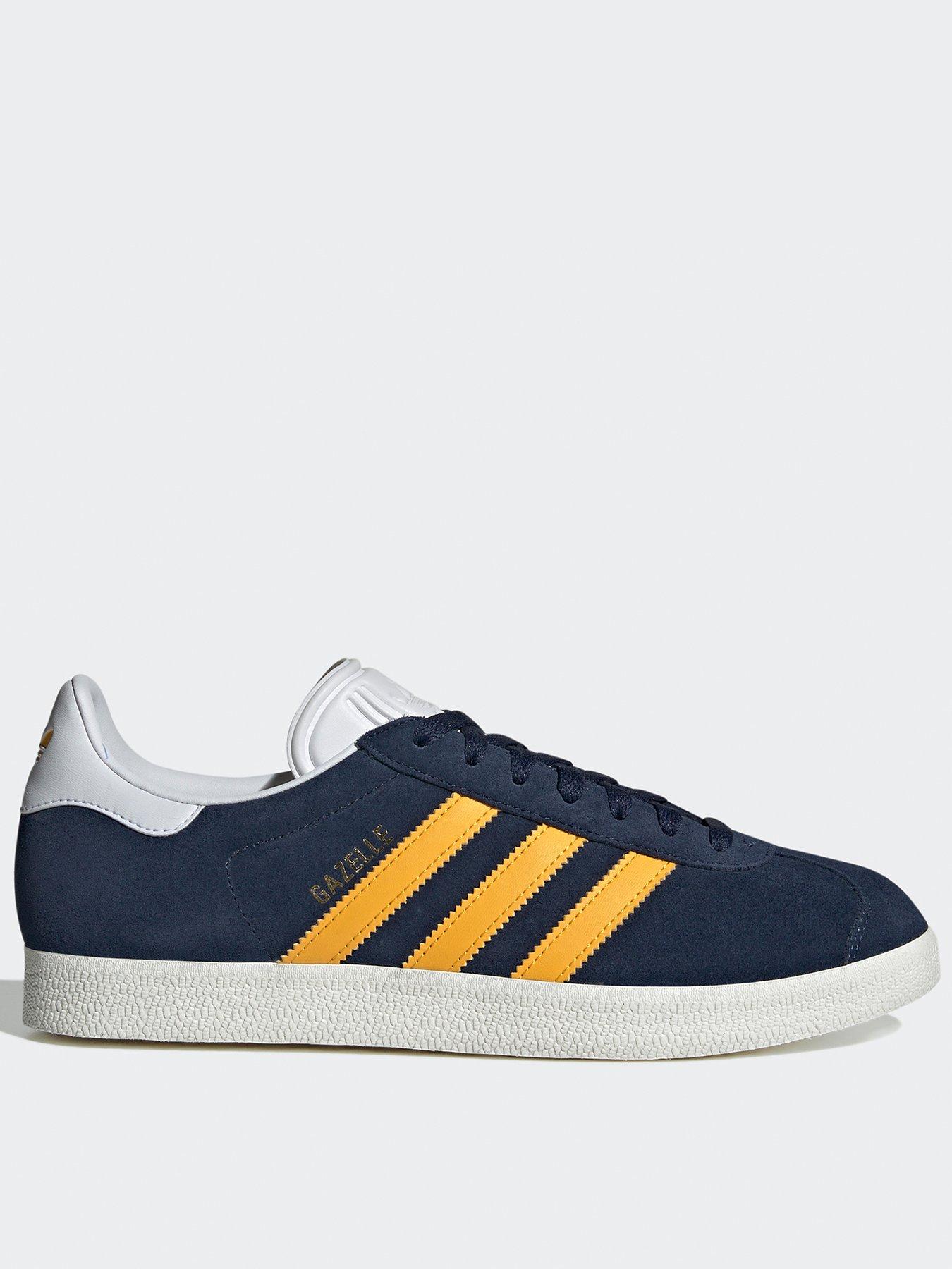 adidas Originals Mens Gazelle Trainers Navy yellow Very