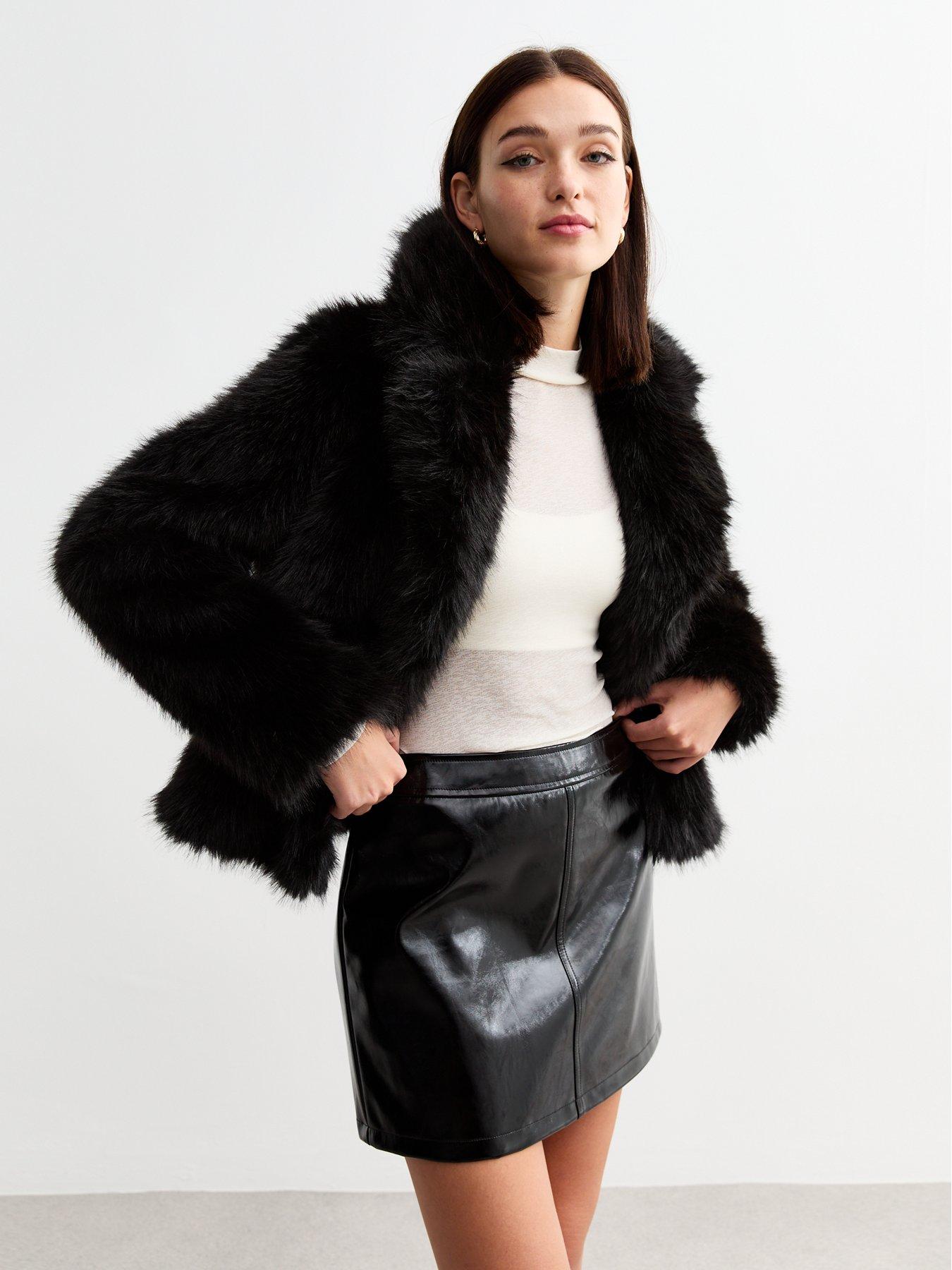 Black fluffy coat new look hotsell