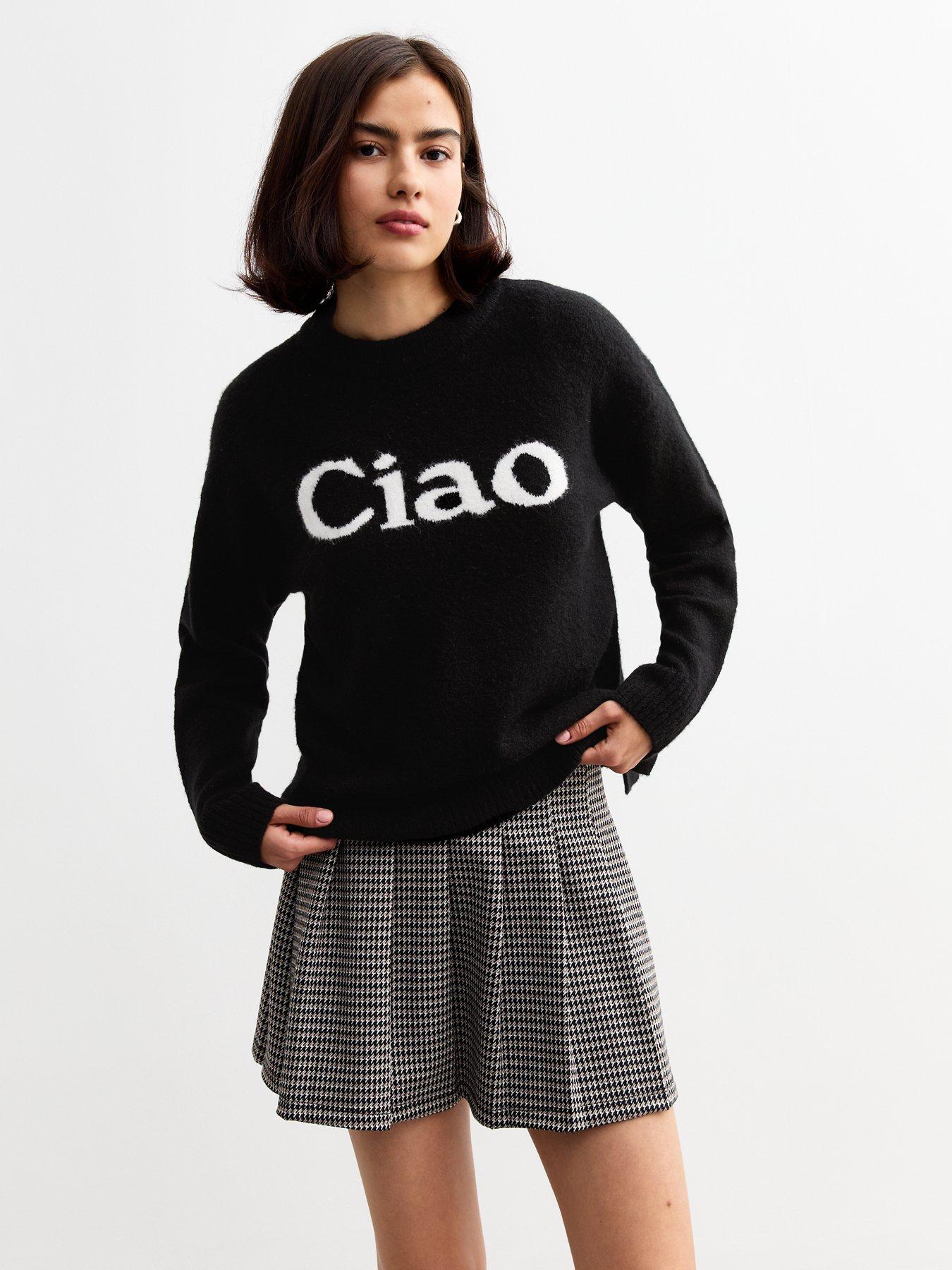 undefined Houndstooth Pleated Woven Mini Skirt - Black