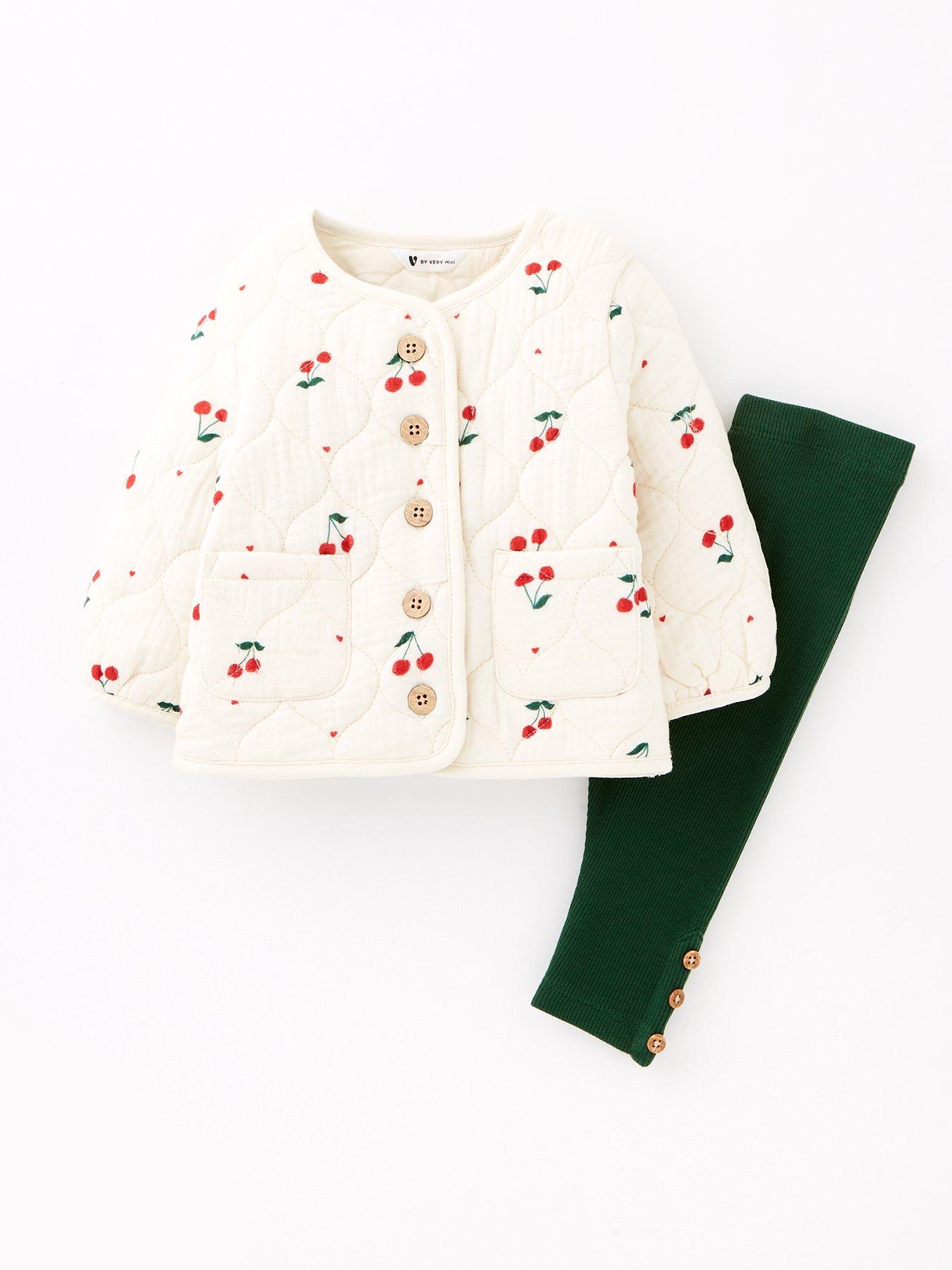 undefined Baby Girls Quilted Cherry Jersey Jacket And Legging Set