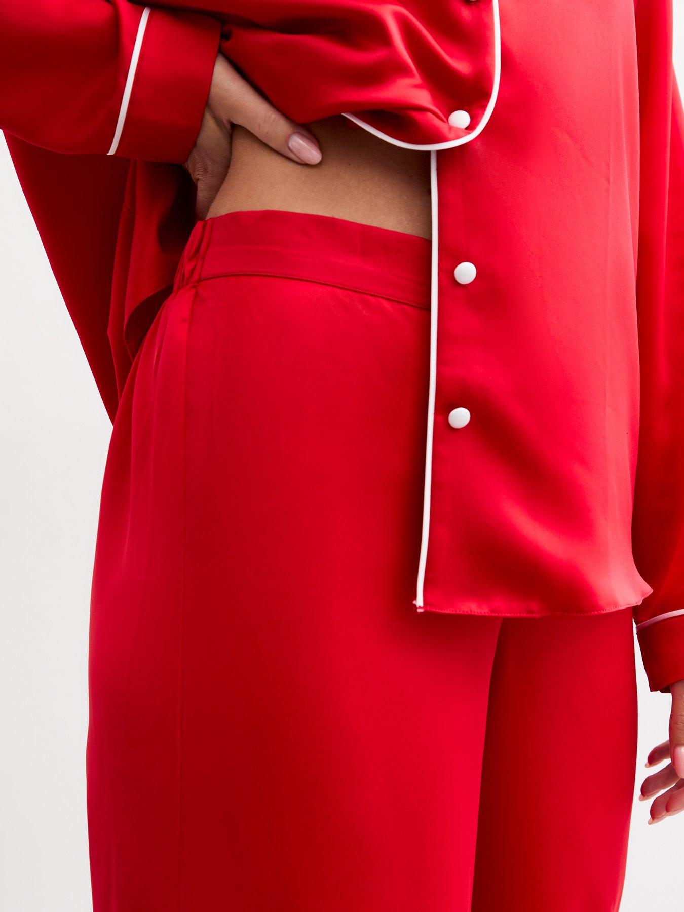 New Look Red Satin Revere Pyjama Set Very