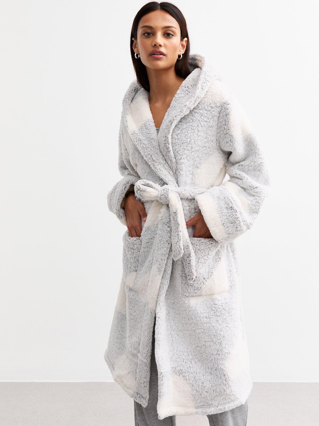 New Look Grey Contrast Heart Borg Dressing Gown | Very
