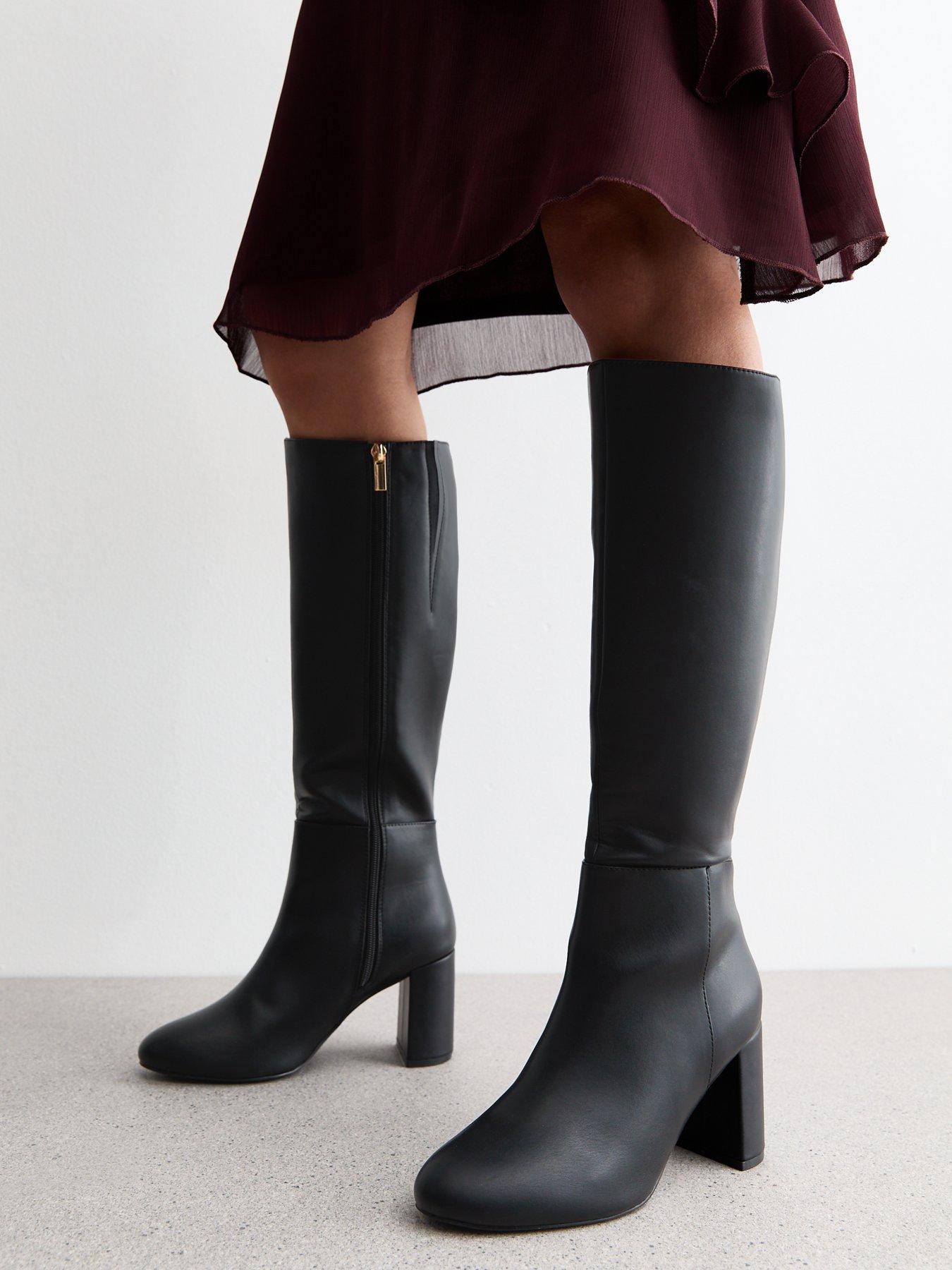 Wide fit high fashion heel knee high boots